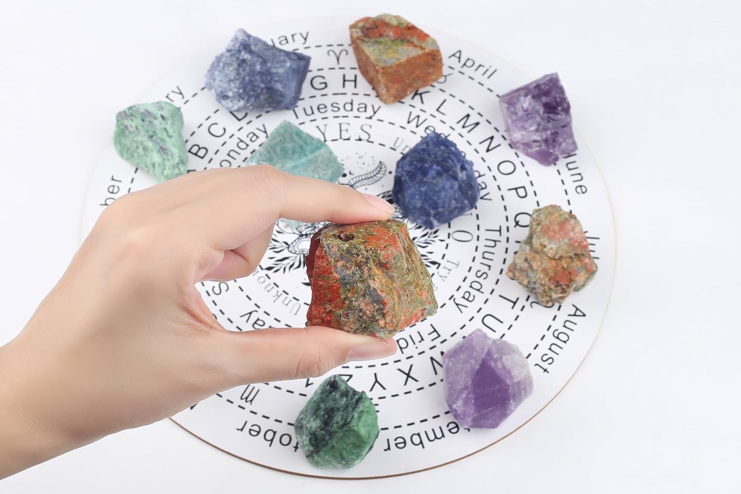 QINJIEJIE Unakite Kristall Große Rohkristalle 2 Stück 100% Rohstein natürliche Kristalle Premium Wasserstein für Meditation Reiki Dekosteine Cabbing Brunnenfelsen Polieren Wicca