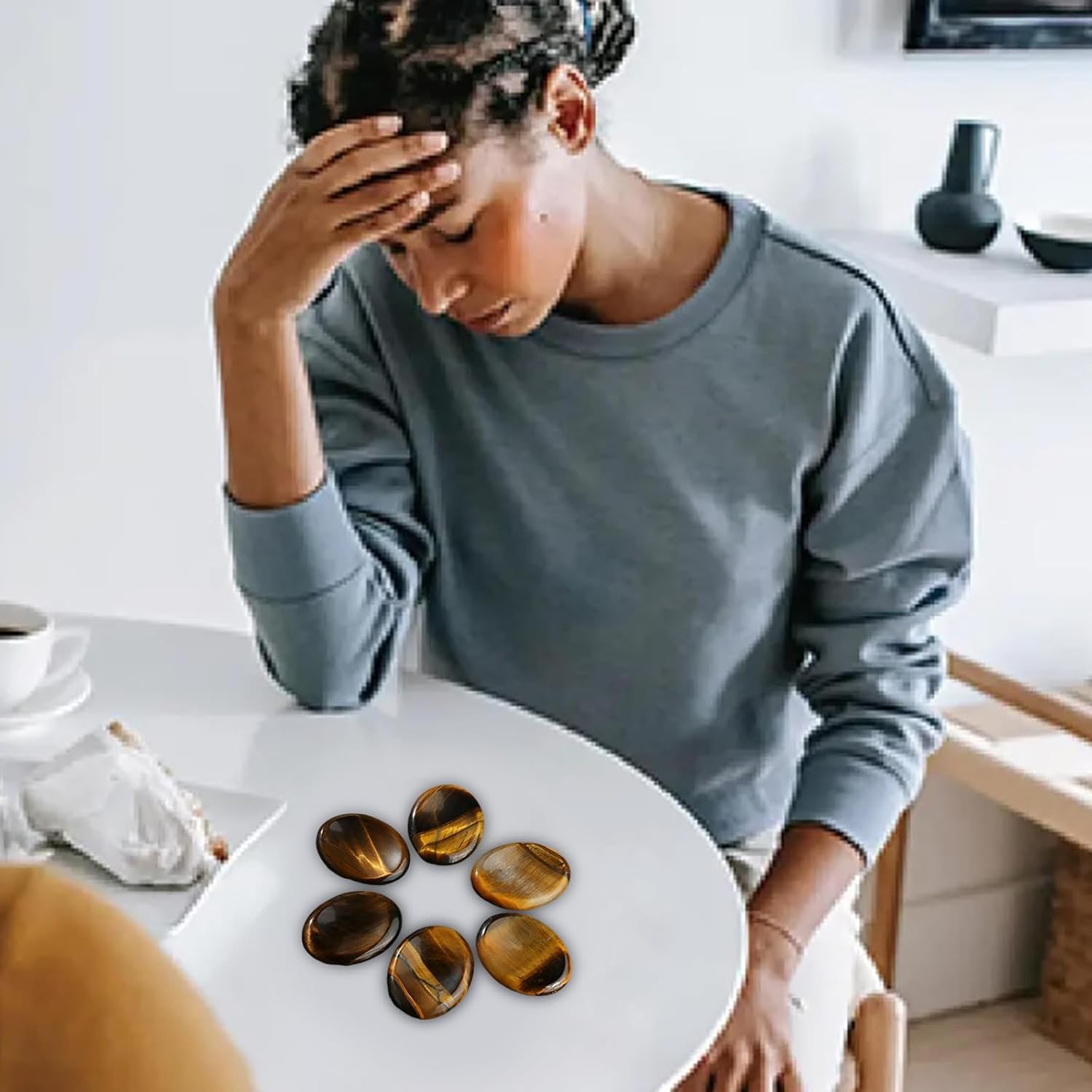 Tiger's Eye Lucky Stones Crystals Stones Worry Stone Gemstones for Children Healing Stones Gemstones Chakra Stones for Anxiety Stress Relief Fortune Telling Reiki Healing Meditation