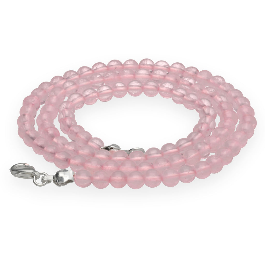 Lebensquelle Plus Edelstein Kugelkette + 925 Silber Verschluss | Ø 4mm Kugeln Karabinerverschluss 45cm lang | Hochwertige Kette