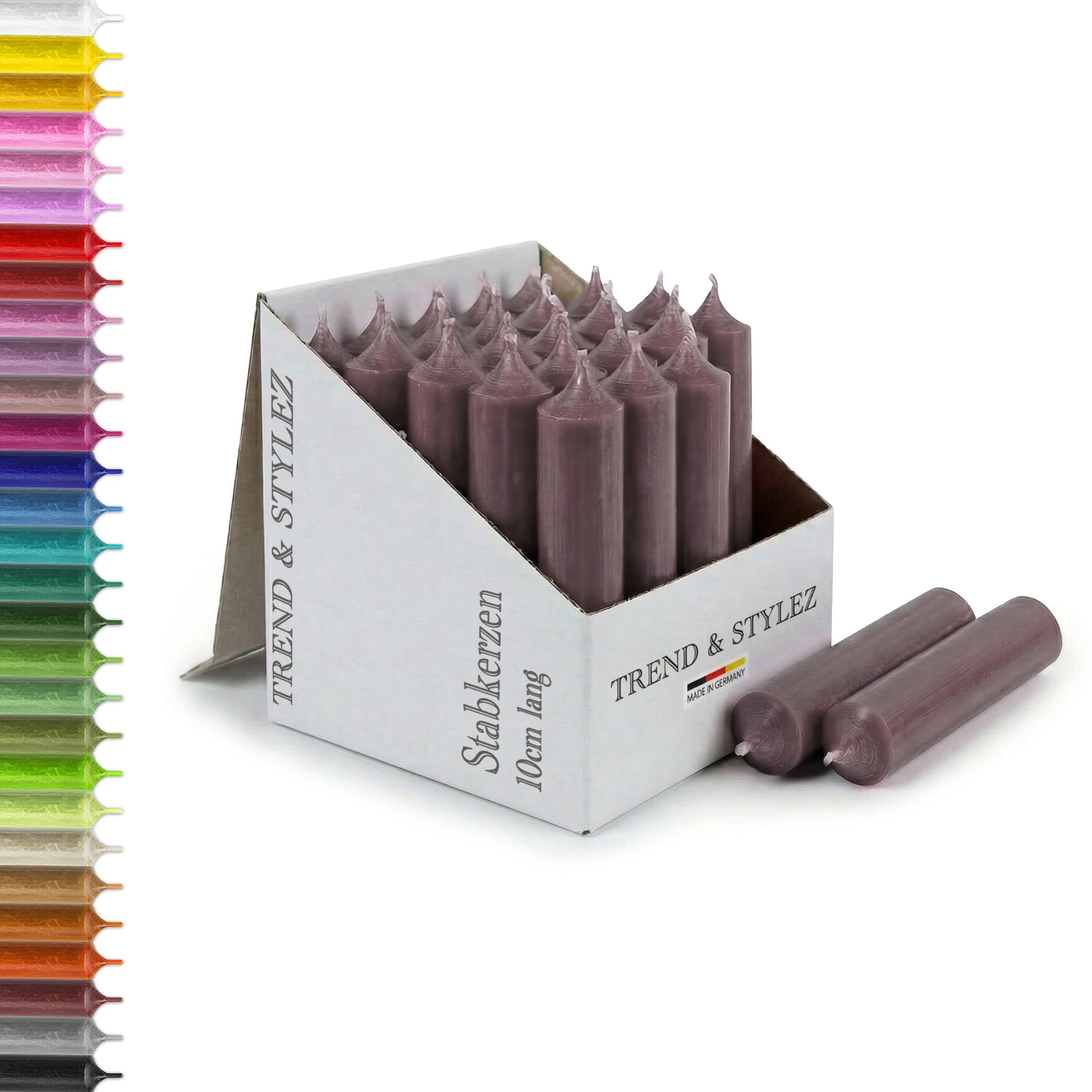 25 kurze Stabkerzen durchgefärbt 100x22mm | RAL Tafelkerzen mit 4h Brenndauer | Ohne Tropfen & Rußen | Leuchterkerzen für Deko | Made in Germany (Pink)