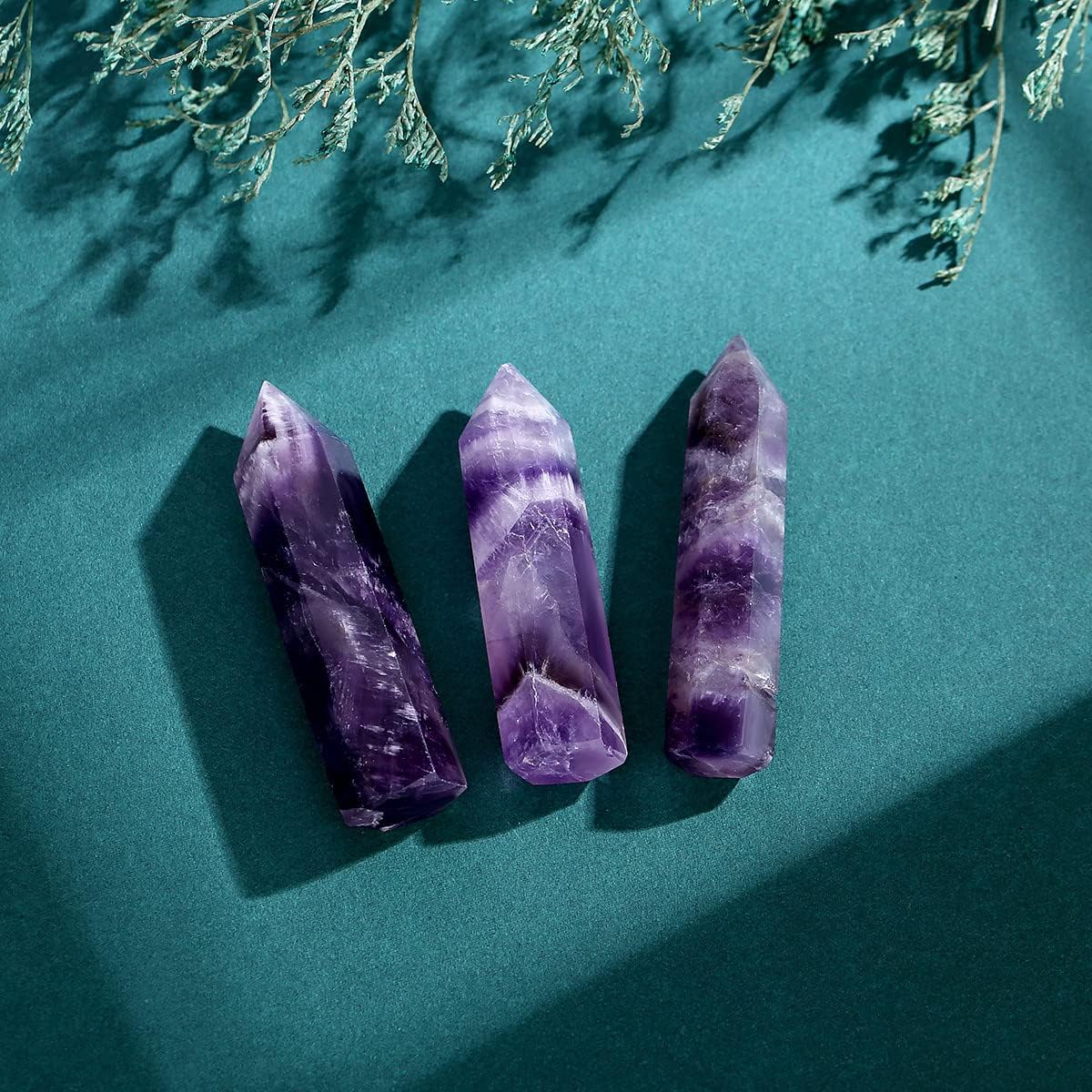 XIANNVXI 2" Amethyst Kristalle Heilung Kristall Wand Edelsteine Steine Turm Natürliche Hexagonal Punkt Stäbe Meditation Energie Therapie Steine
