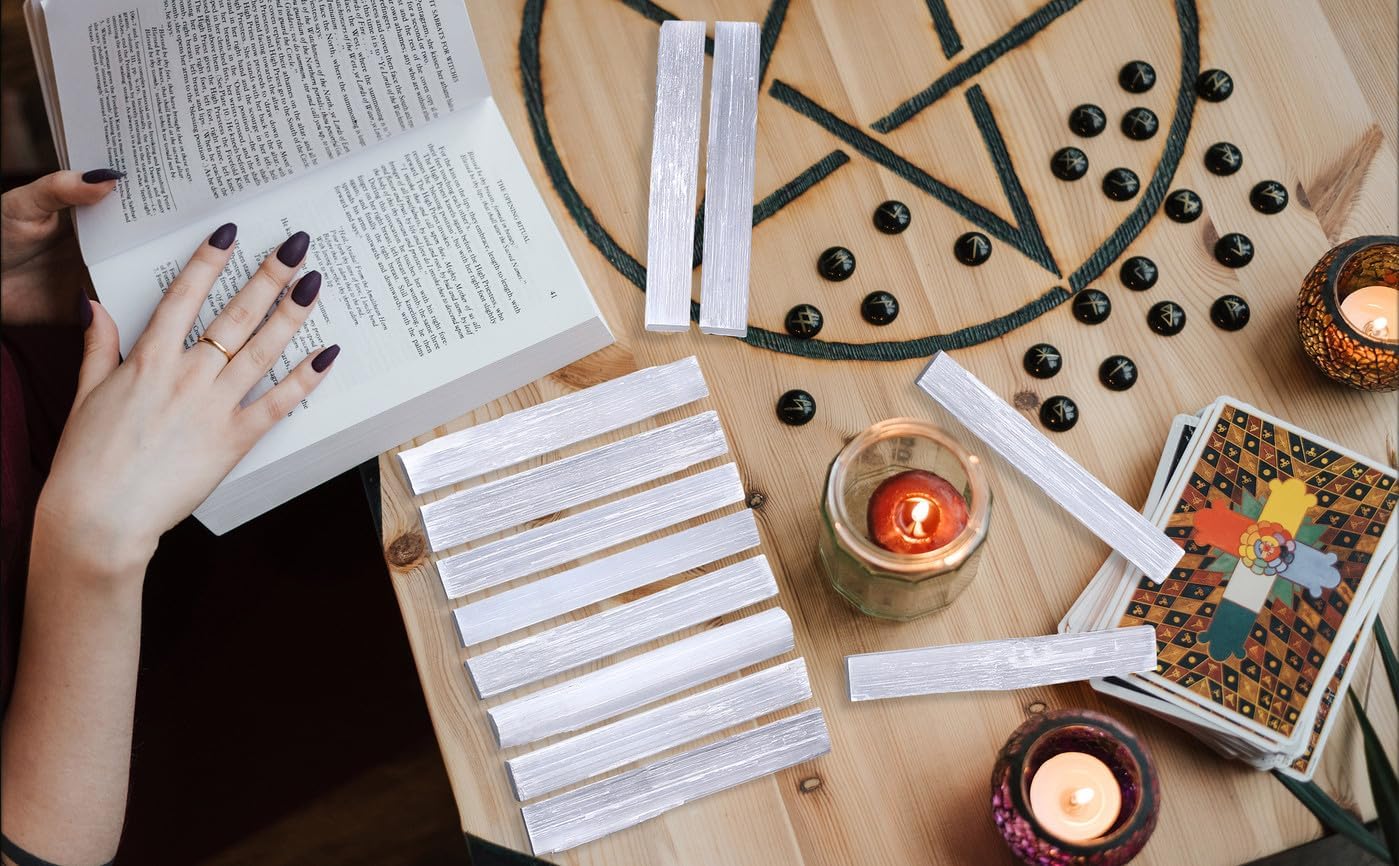 6 PCS 4" Selenit Stein in Bulk, Groß Selenit Kristalle, Edelsteine, Heilsteine für Hexerei Zeremonie, Reiki und Chakra Balancing