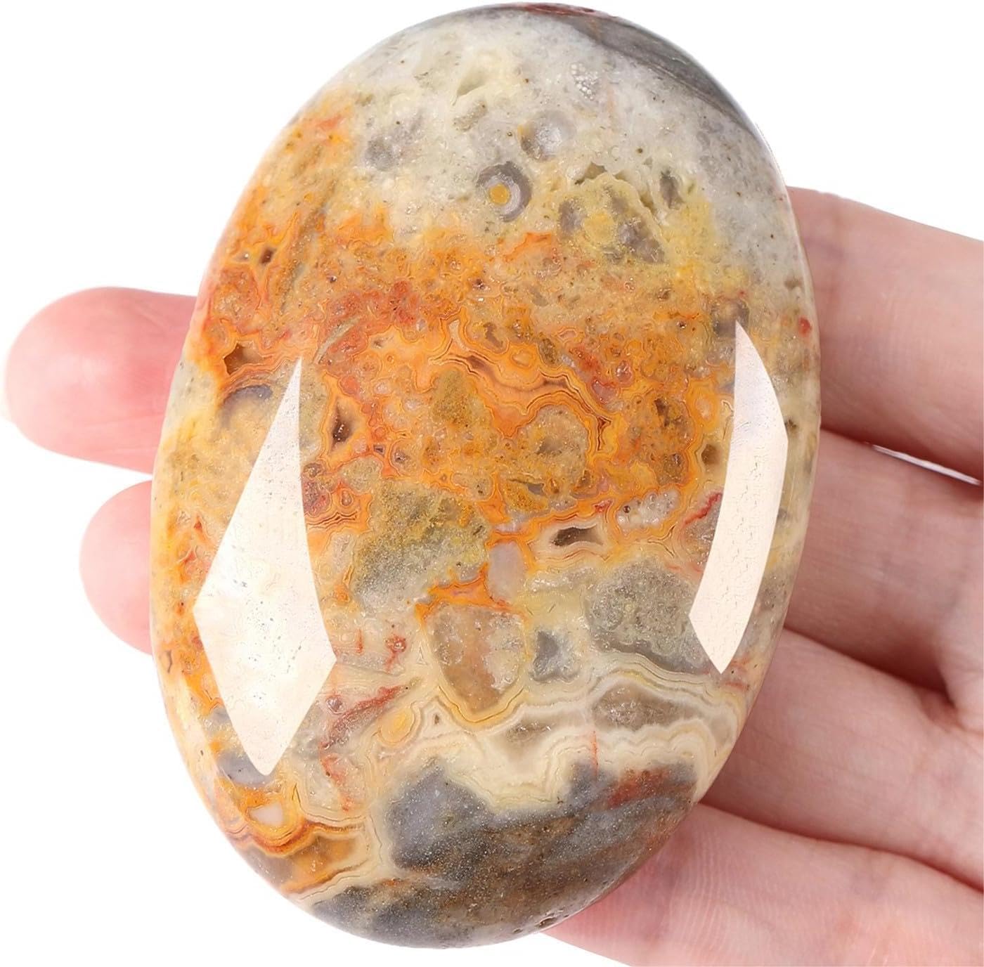 QINJIEJIE Groß Amethyst Edelsteine 2.4" Ovale Kristalle Natürliche Steine Sorgensteine Handschmeichler Stein Kristall Spirituelle Geschenke Reiki Meditation Deko 1PC