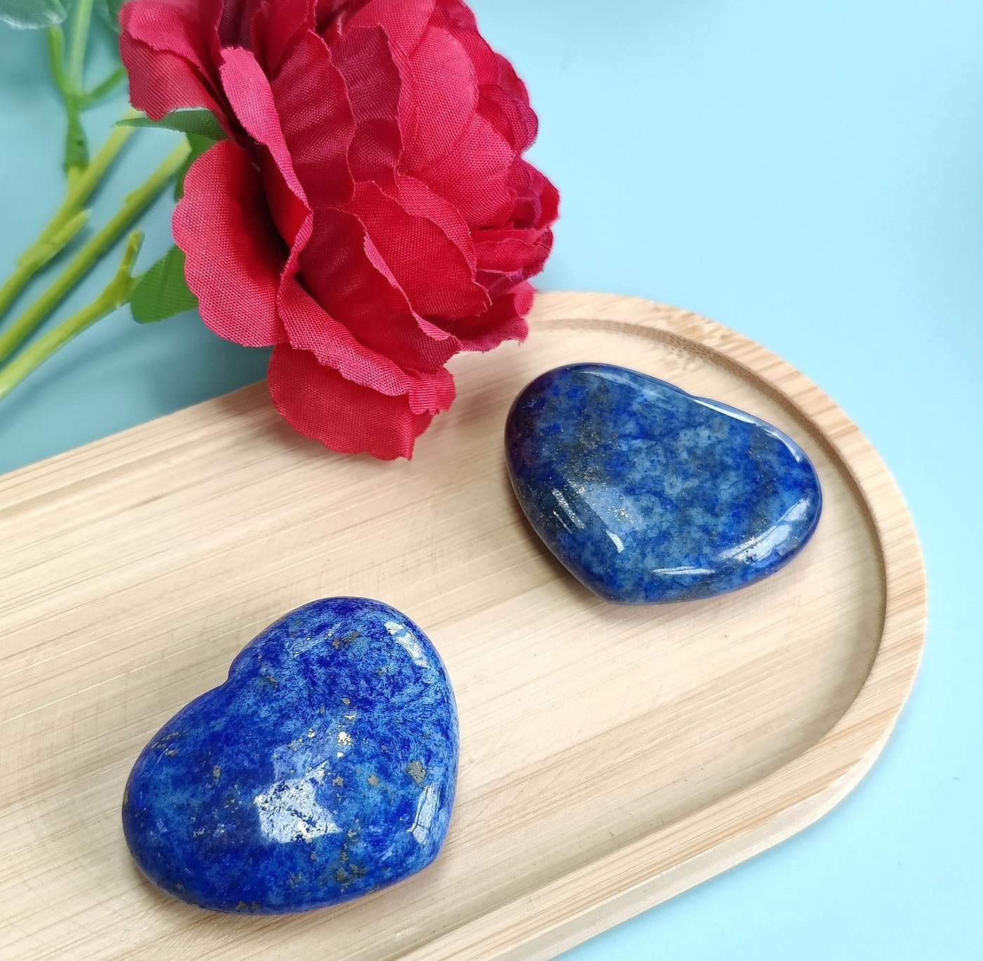 45 mm Groß Lapislazuli Herz Kristalle Edelsteine Geschenke für Frauen, Reiki Heilsteine Handschmeichler Stein für Valentinstag, Geburtstage, Jahrestag, Muttertag und Thanksgiving Tag