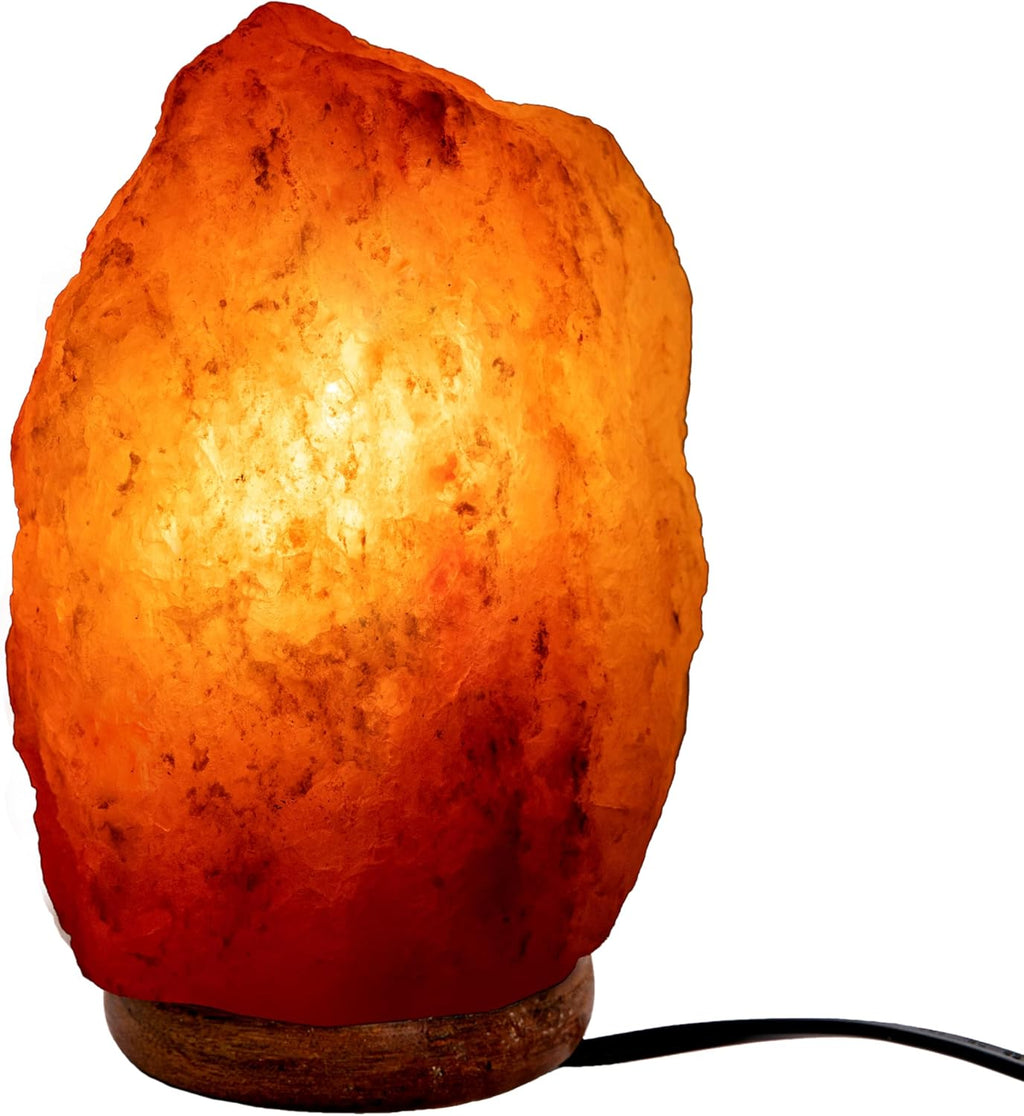Fisura - Salt Range Pakistan Lamp. Weight from 2 to 3 kg, with Wooden Base, Cable and 15W Bulb. Relaxing Lamp for Desk and Bedside. Original Gift, Pink