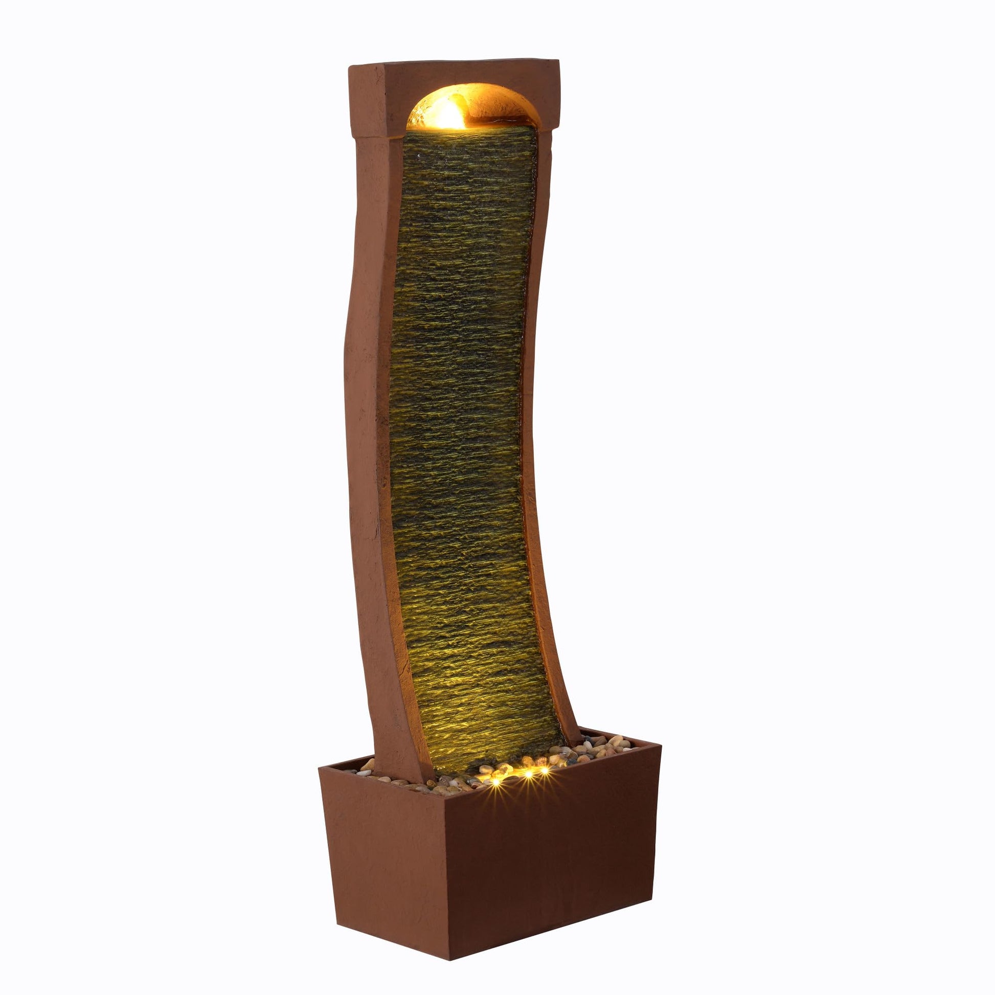 Peaktop RJ-19041-EU Garden Patio Stone 38 Inch Upright Waterfall Fountain