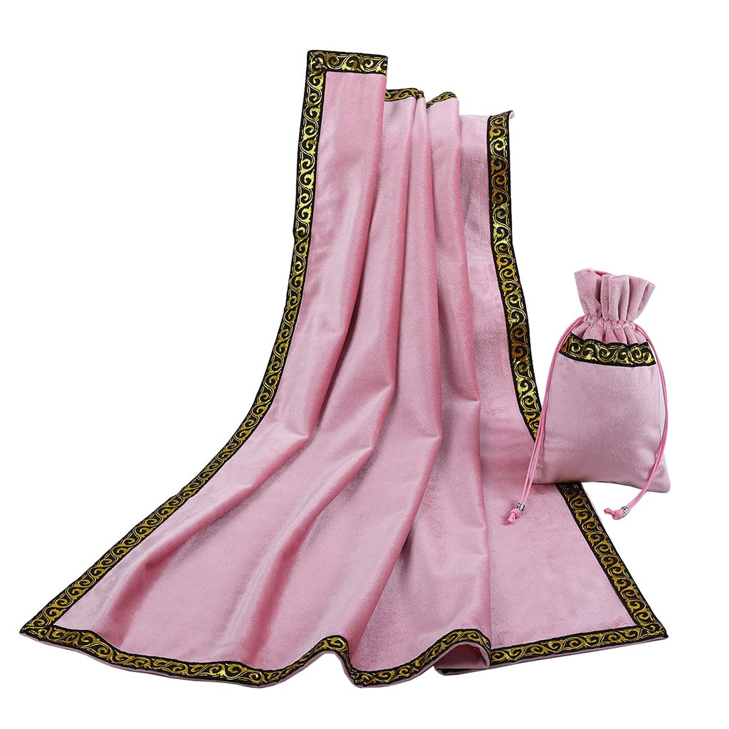BLESSUME Altar Tarot Tablecloth Divination Wicca Velvet Cloth with Tarot Bag (Yellow 1), One Size