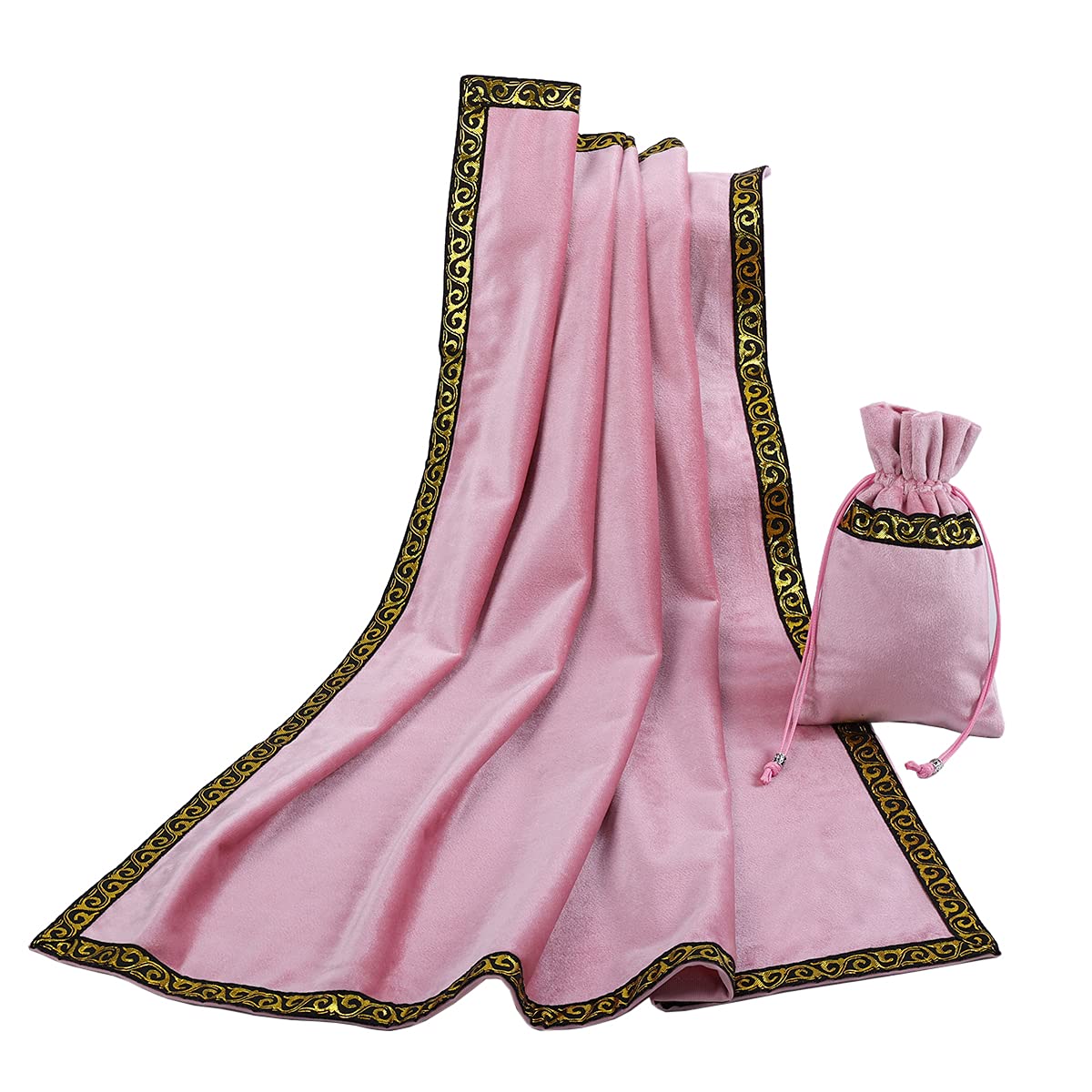 BLESSUME Altar Tarot Tablecloth Divination Wicca Velvet Cloth with Tarot Bag (Yellow 1), One Size