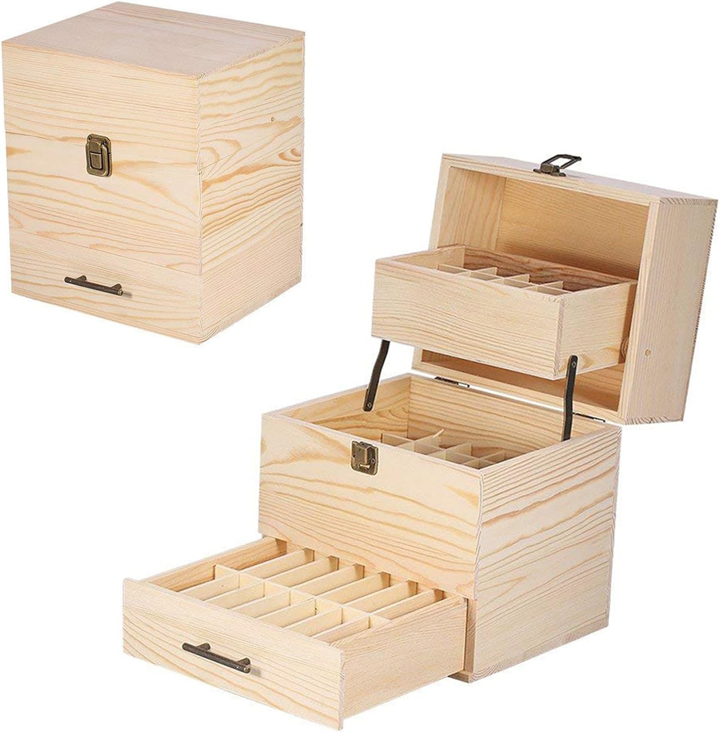 Aufbewahrungsbox für ätherische Öle aus Holz für ätherische Öle, Ständer, Halter für 15-ml-Flaschen, Nagellack-Sammlung. (59-Steckplatz)