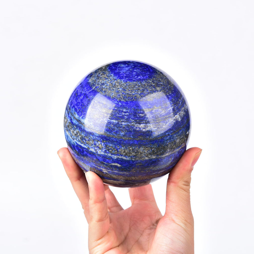 JIC Gem Large Crystal Ball with Stand Pietersite Crystal Ball Gemstone Decorative Ball for Home Decoration Altar Reiki Feng Shui Crystal Gift 80-90mm