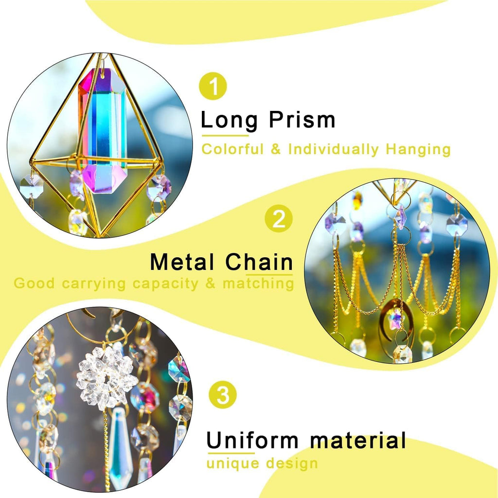 Kristallprismen Sonnenfänger Fenster Anhänger, Glasprismen Dekor Windspiel, Regenbogen Sonnenfänger für Zuhause, Garten, Veranda
