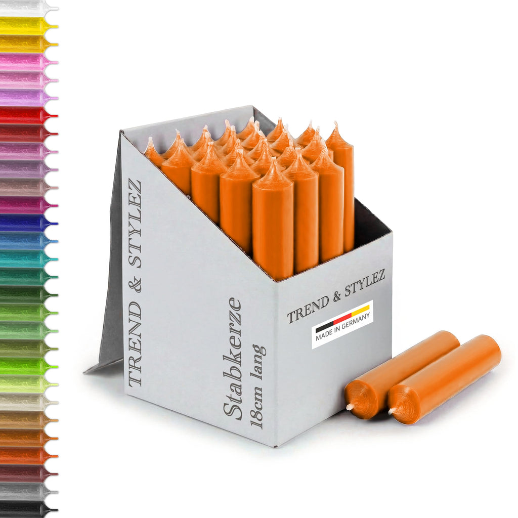 25 Stabkerzen 180mm x 22mm | Durchgefärbte Spitzkerzen | 8+ Stunden Brenndauer | Made in Germany - Ohne Tropfen & Rußen | RAL-Zertifizierte Tafelkerzen unparfümiert (Dunkel Blau)