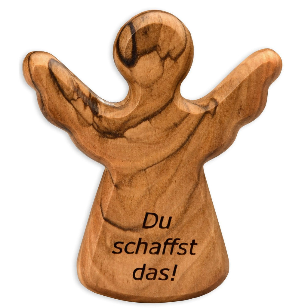 Kassis Geschenkartikel Olivenholz-Schutzengel - Handgefertigte Engel-Figur aus Bethlehem - Schutzengel-Glücksbringer - (ohne Gravur) - (1 Stück)