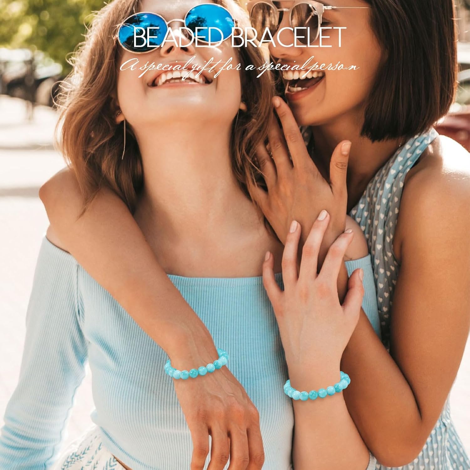 10 mm Aquamarine Bracelet Genuine Natural Stone Bracelet for Men and Women, Adjustable Blue Natural Gemstone Healing Stones Bead Bracelet Chakra Yoga Bracelet Brings Happiness, Wealth and Prosperity