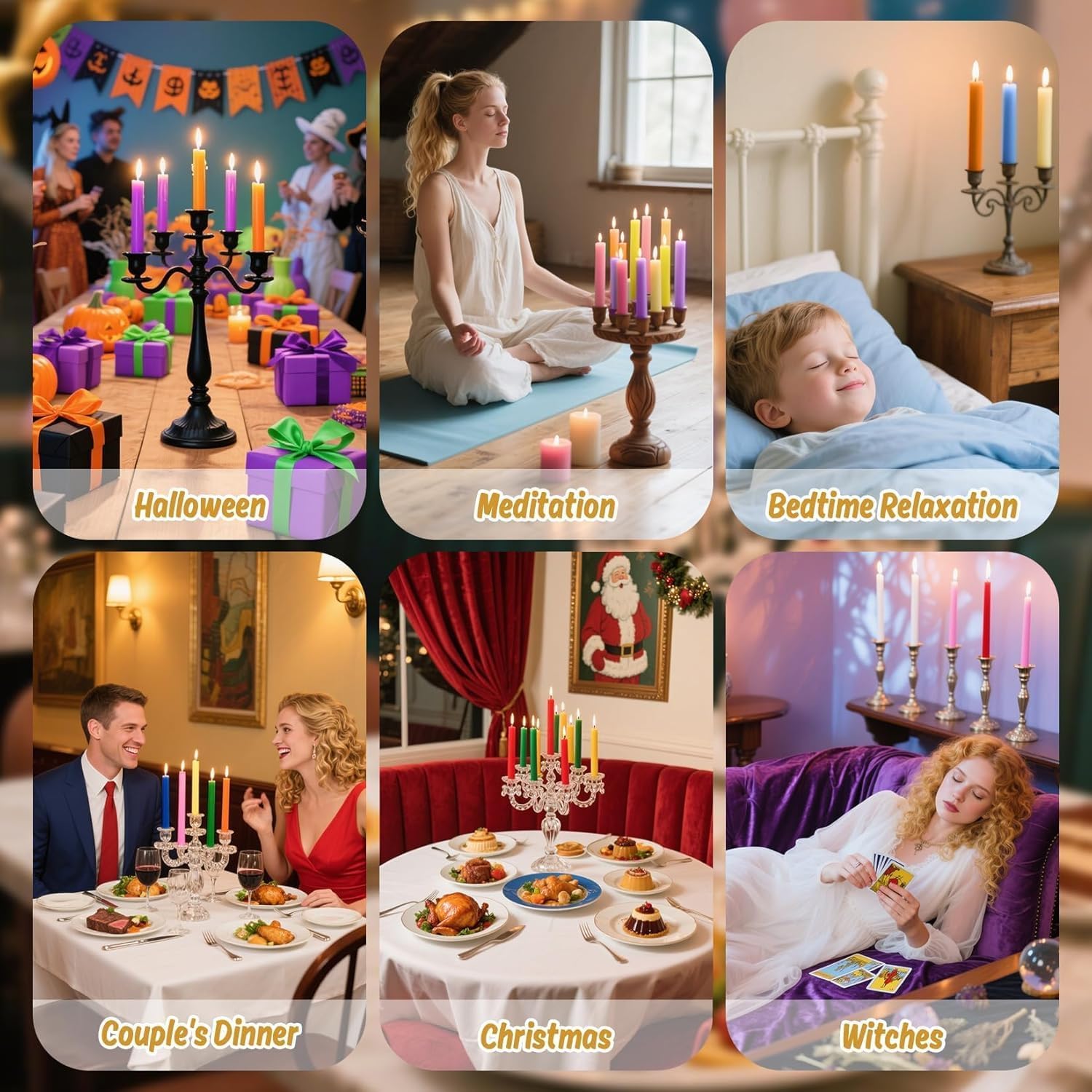 Chanukka Kerzen, 24 Stabkerzen Bunt, kleine stabkerzen, 16 cm hoch, Christbaumkerzen für Weihnachten, Chime, Vigil, Wicca-Altar, Rituale, Gebete, Hochzeit & Partydekoration