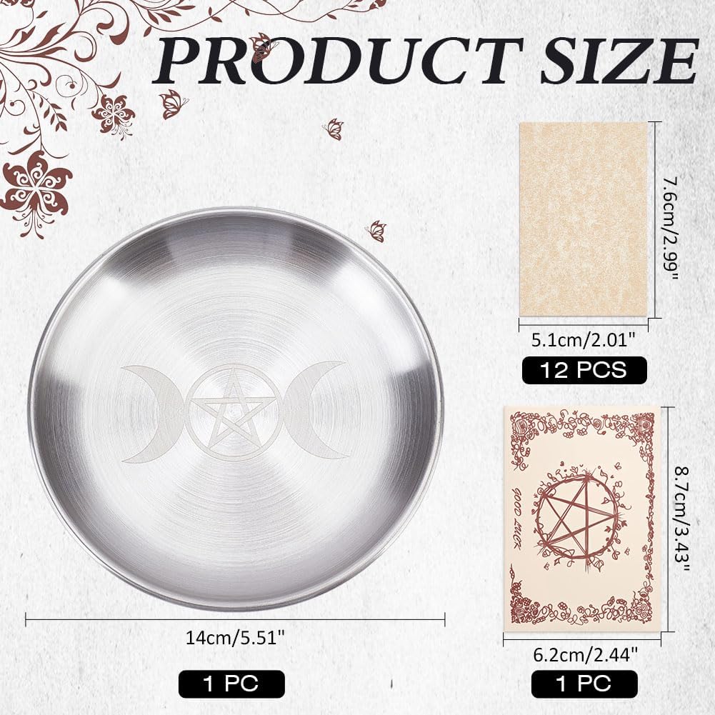 Altar Ritualteller Schüssel Edelstahl Flache Schale Rund Metall Mond Schmucktablett Astrologie Tarot Opferteller Ringhalter