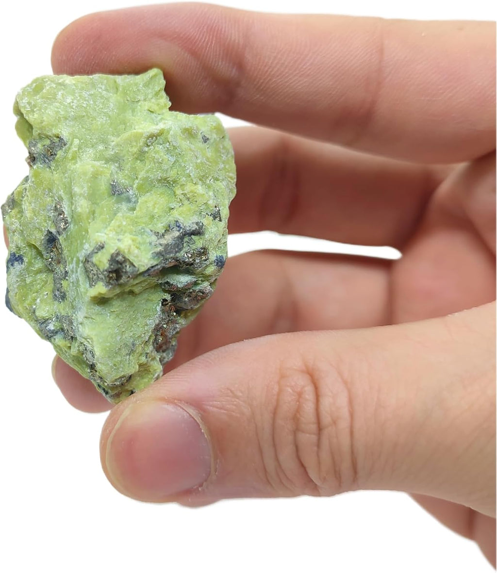 Serpentine Raw Stone Natural Stone 100% Untreated Mineral Green Crystal with Pyrite Crystals Real Gemstone Choice of Sizes (1 Stone L [3 cm-5 cm])