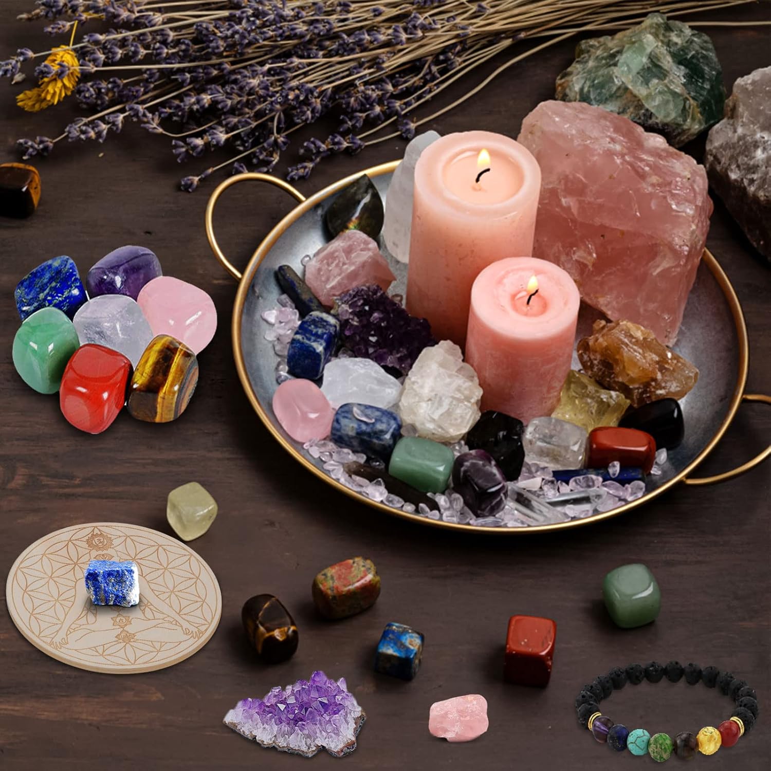 Purpledi Chakra-Stein-Set, Kristalle Heilsteine Set, 21PCS Chakra Steine Set, Edelsteine Set, Heilkristalle, für Kristalltherapie, Meditation, Edelsteine Heilsteine, Healing Crystals, Chakra Steine