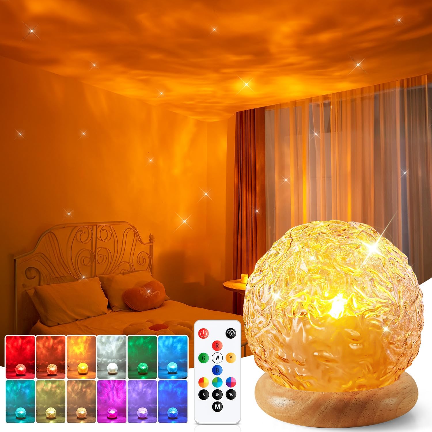 PIKOY Sternenhimmel Projektor als Kristallkugel mit 18 RGB Farben, dimmbar & Timer – eine Premium Deko für Gaming & Schlafzimmer und das ideale Geschenk für Frauen & Männer & Kinder.