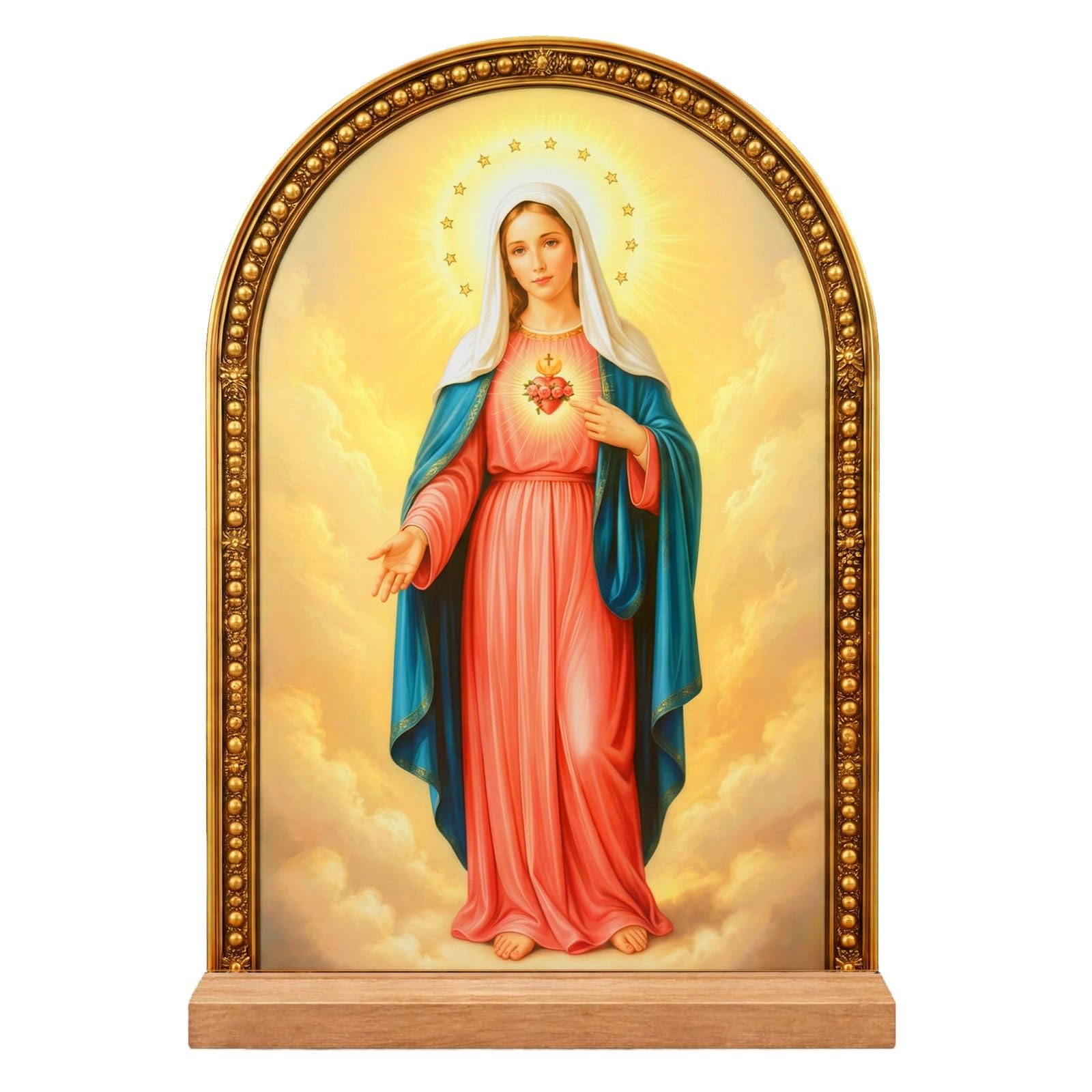 TALPGOD Jesus Stand Catholic Ornament Statue – Sacred Heart of Jesus Statue Acrylic Tabletop Décor for Home Altar & Desk, Christian Gifts for Women & Men