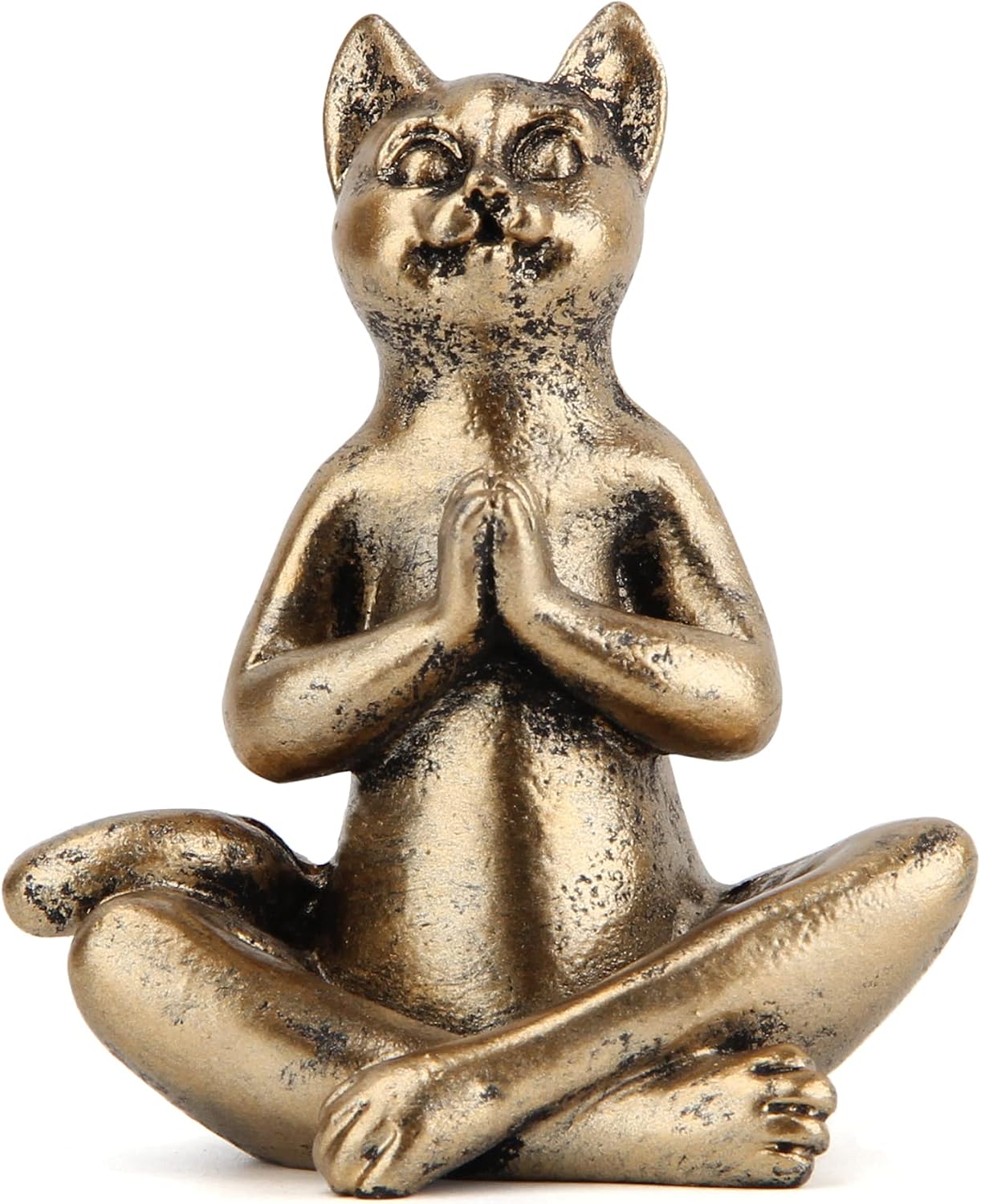 Smadeer Yoga Cat Statues for Home Decor Accents,Yoga Pose Figurine for Zen Spiritual Bedroom Living Room Office Table Desk Modern Boho Decoration,Meditation Shelf Decor Accents Antique Bronze Gift