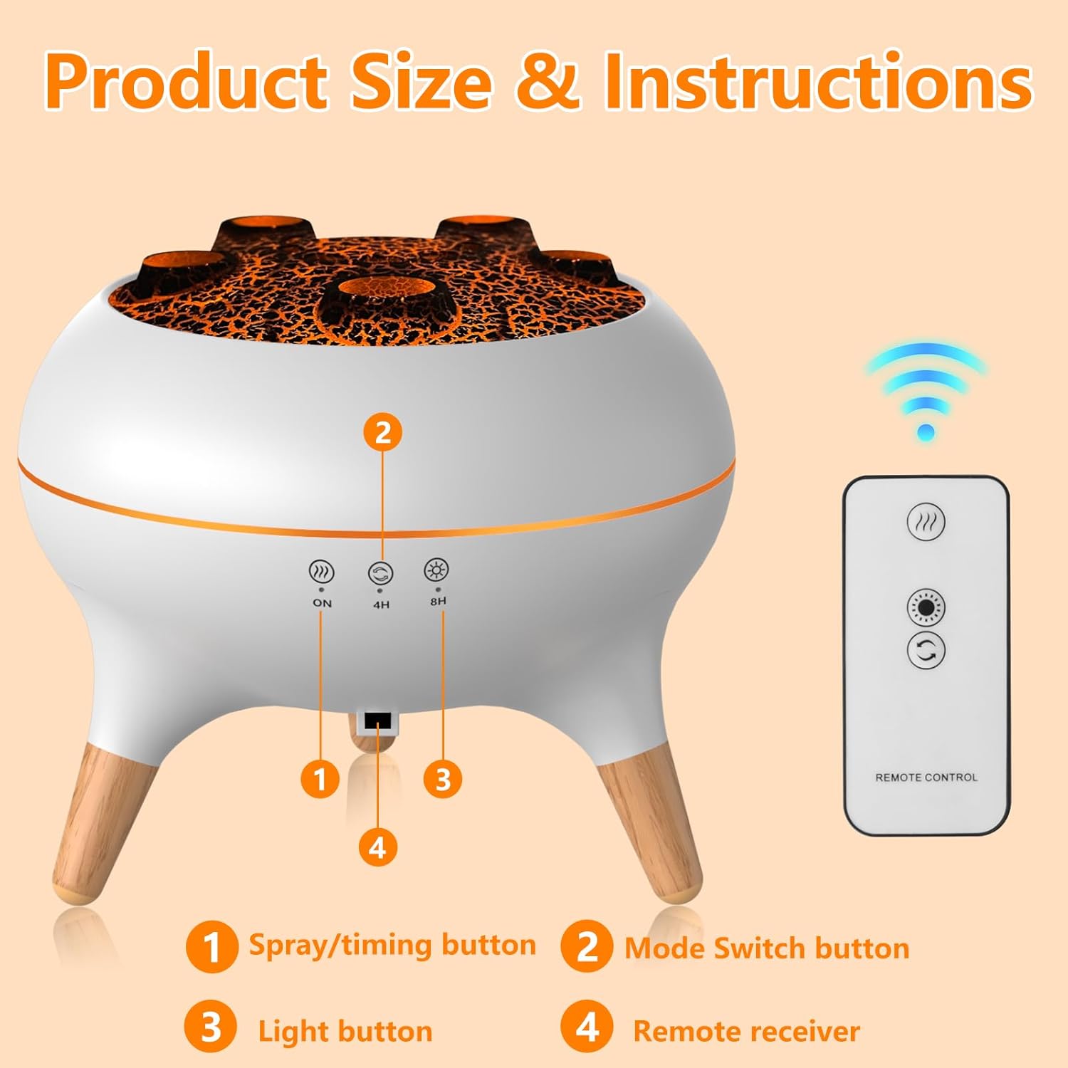 Flammen Aroma Diffuser, 250mL Luftbefeuchter Schlafzimmer, 2 Spray Muster DuftöL Diffuser,Air Diffuser Humidifier mit 7 Farben LED-Licht & Timing-Funktion Defuser für Kinder