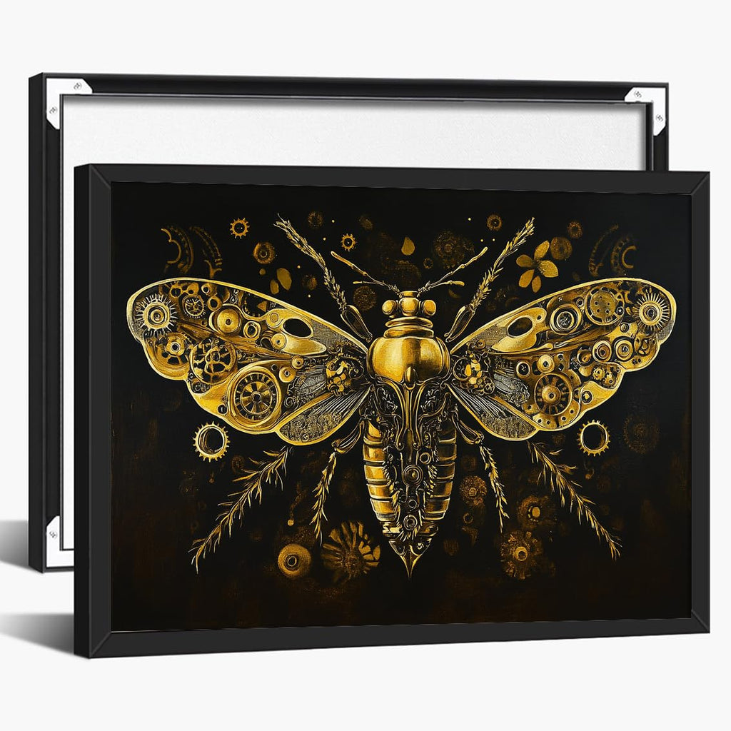 Steampunk Airship Canvas Wall Art Vintage Cityscape Illustration with Metallic Airship and Ornate Buildings Fantasy Sci-Fi Print for Office Lounge Studio Posters 11x14in Unframed