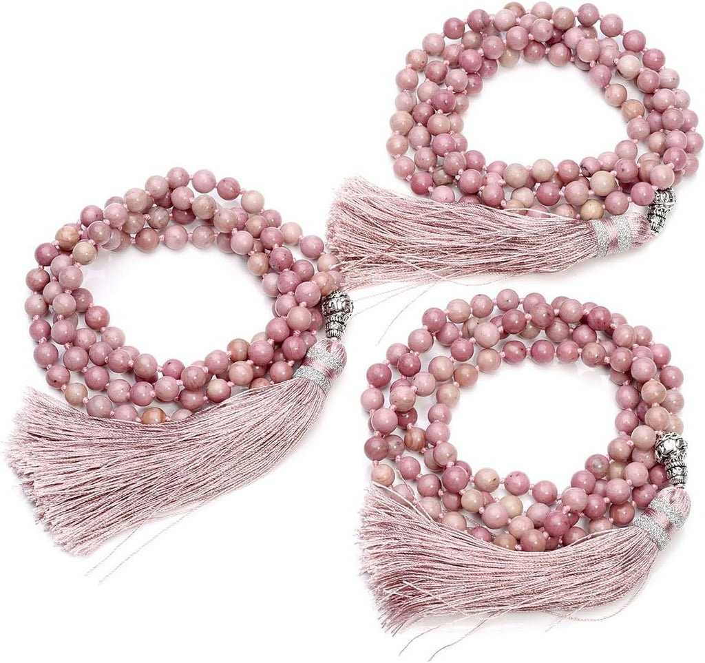 CrystalTears Mala Kette 108 Perlen Wickelarmband Chakra Steine Mala Armband mit Lebensbaum Anhänger 6mm Perlen Buddhismus Gebetskette Healing Reiki Halskette