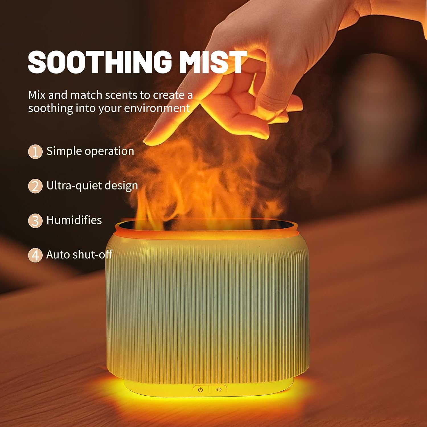 LIFFY Essential Oil Diffuser - Fireplace Fire Flame Aromatherapy Diffuser, Mist Humidifier with Multi-Color LED Lights, for Bedroom, Yoga Spa | Whisper-Quiet Operation, Ideal Gifts