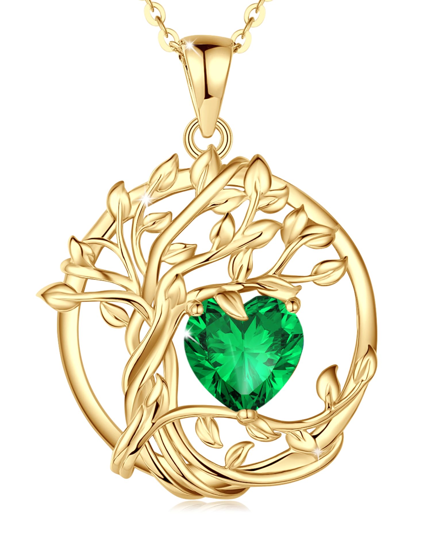 FANCIME Tree of Life Baum des Lebens Geburtstein Halskette Sterling Silber Anhänger Geburtstein Kette Edelstein Jahrestag Geburtstag Schmuck Weihnachten Geschenke für Damen Mama Ihre Frau