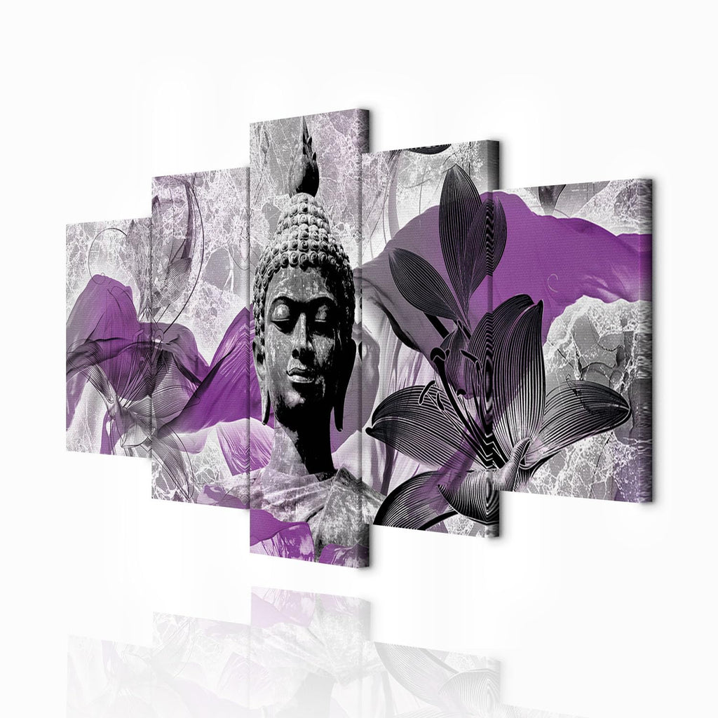 decomonkey Bilder Buddha 200x100 cm 5 Teilig Wandbild Groß Leinwandbild XXL Deko Wohnzimmer Schlafzimmer Wanddeko Pictures For Wall Poster Wall Painting Zen Orient