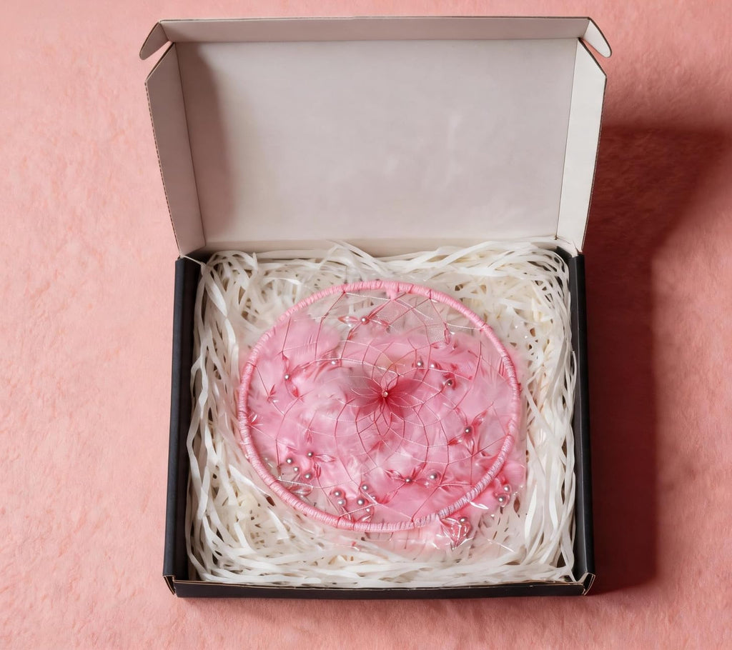 Dream Catcher for Girls,Pink Wall Decor,Decorative Box with Raffia