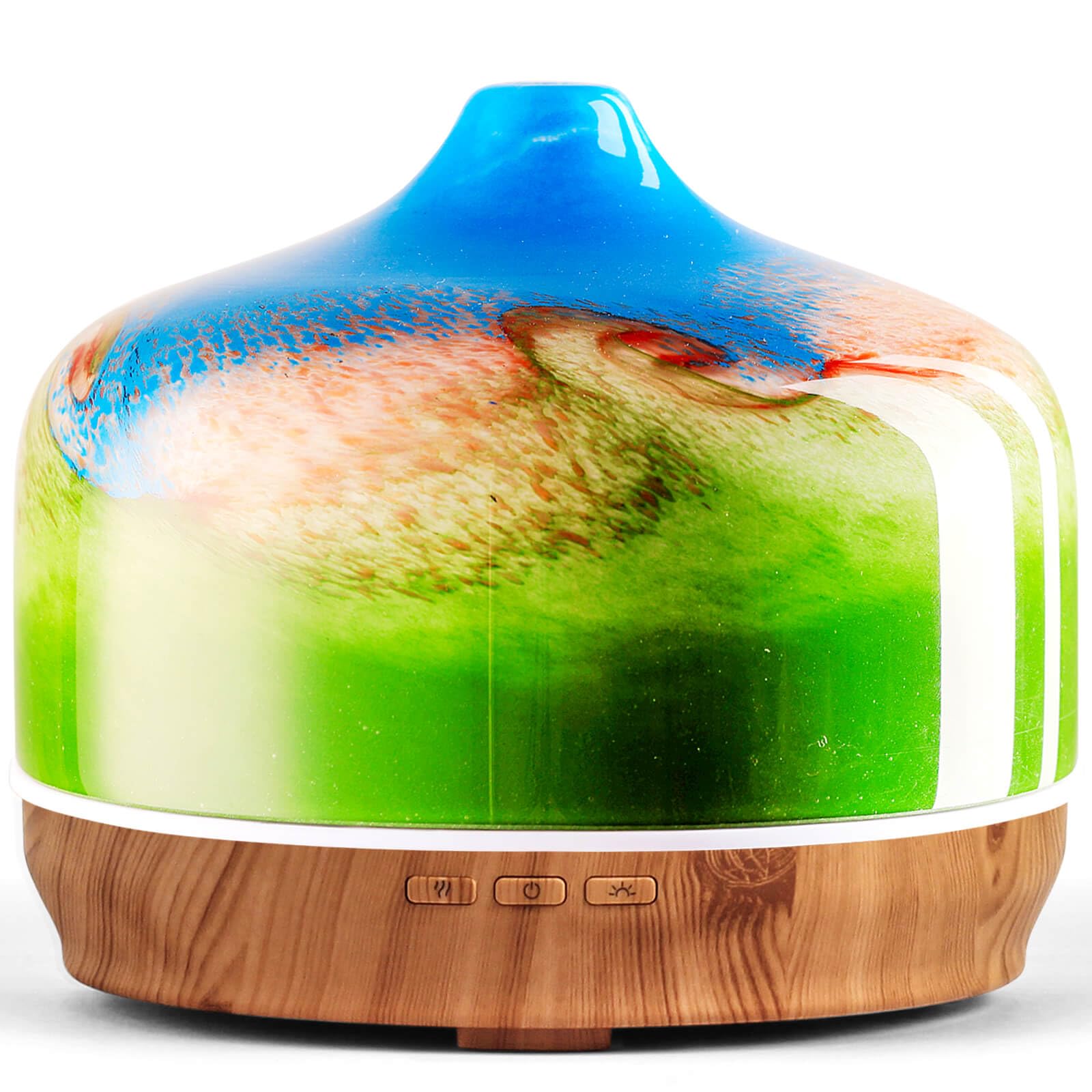 Porseme Aroma Diffuser 500ml, Handgeblasen 3D Glas Luftbefeuchter, Ultraschall Aromatherapie Öle Diffusor mit 7 farbigem LED Licht,Diffusor für Ätherische Öle Letzte 15-21 Stunden,BPA Frei für Wohnung
