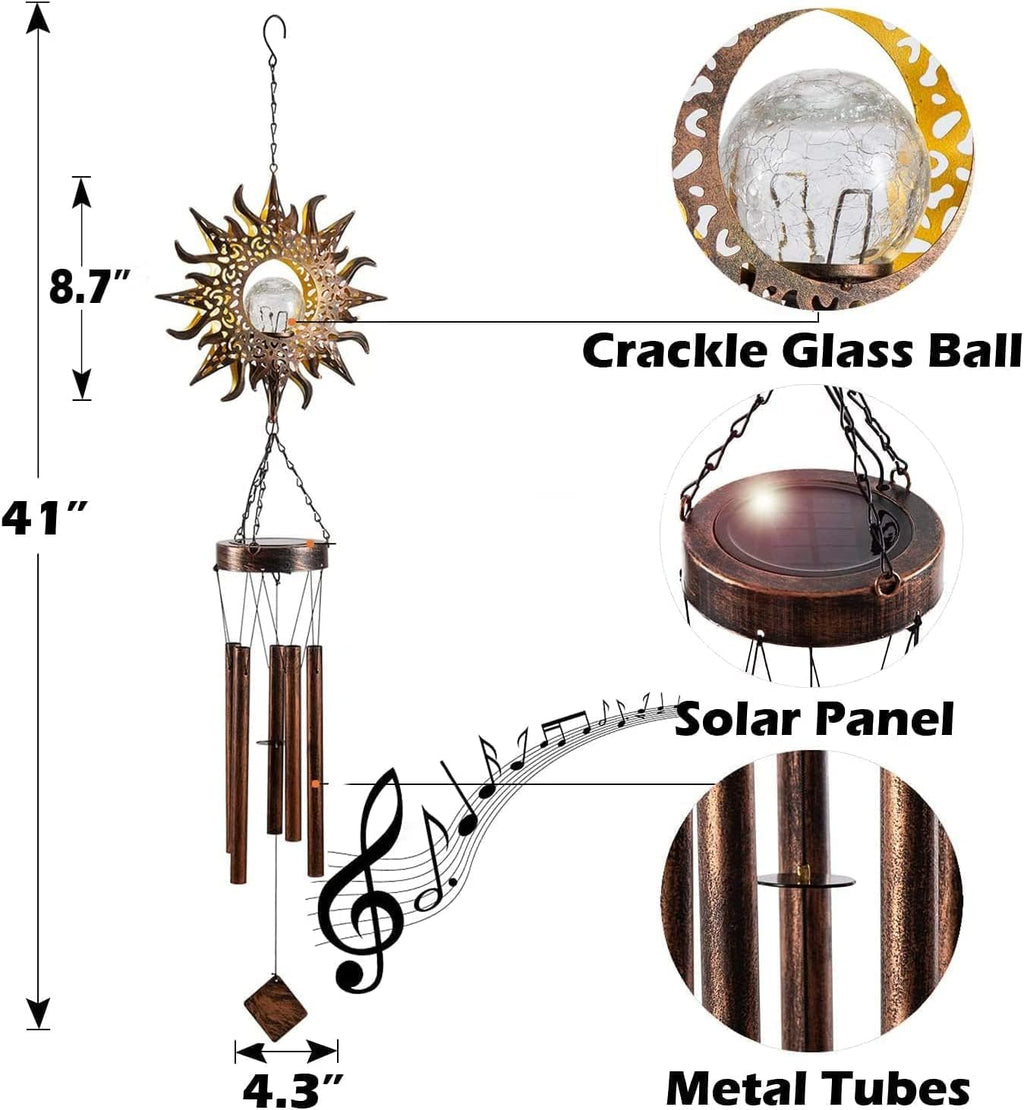 Hanging Solar Wind Chimes - Solarleuchten LED Nachtlichter im Freien Garten Wasserdicht Metall Windglocke Chime Light Lamp für Patio Deck Lawns Yard Terrasse Hof