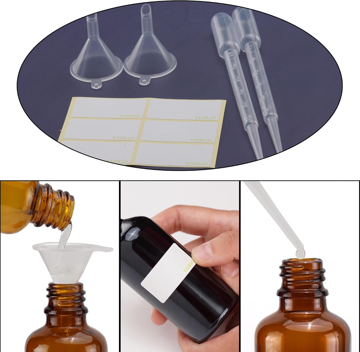 YIZHAO Pipettenflasche 30ml, Apothekerflasche Braunglas mit [Dropper Pipette Glas], Braunglasflasche für Ätherische Öl, Parfümöle,Aromatherapie,Düfte,Flüssigkeit – 6Pcs