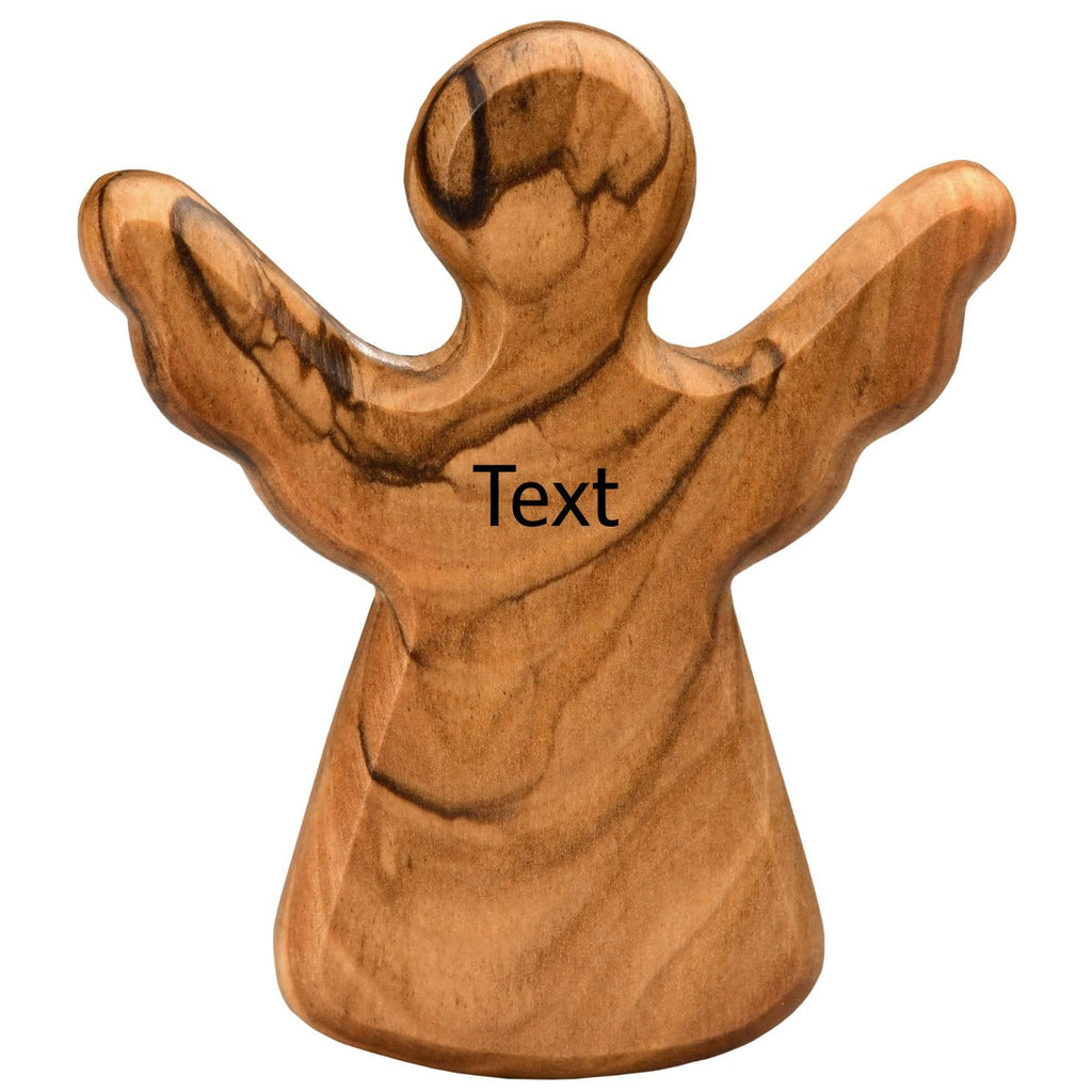 Kassis Geschenkartikel Olivenholz-Schutzengel - Handgefertigte Engel-Figur aus Bethlehem - Schutzengel-Glücksbringer - (ohne Gravur) - (1 Stück)