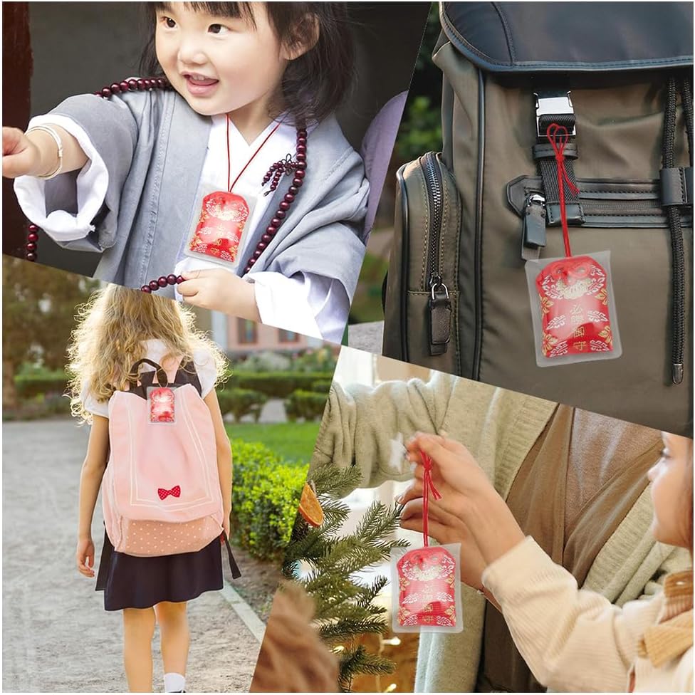 WEBEEDY Pack of 8 Omamori Charms, Japanese Shrine Lucky Blessing Bag, Amulet, Lucky Charm, Blessing Bag, Pendant for Health, Japanese Pendant for Car, Christmas, Christmas Tree Pendant
