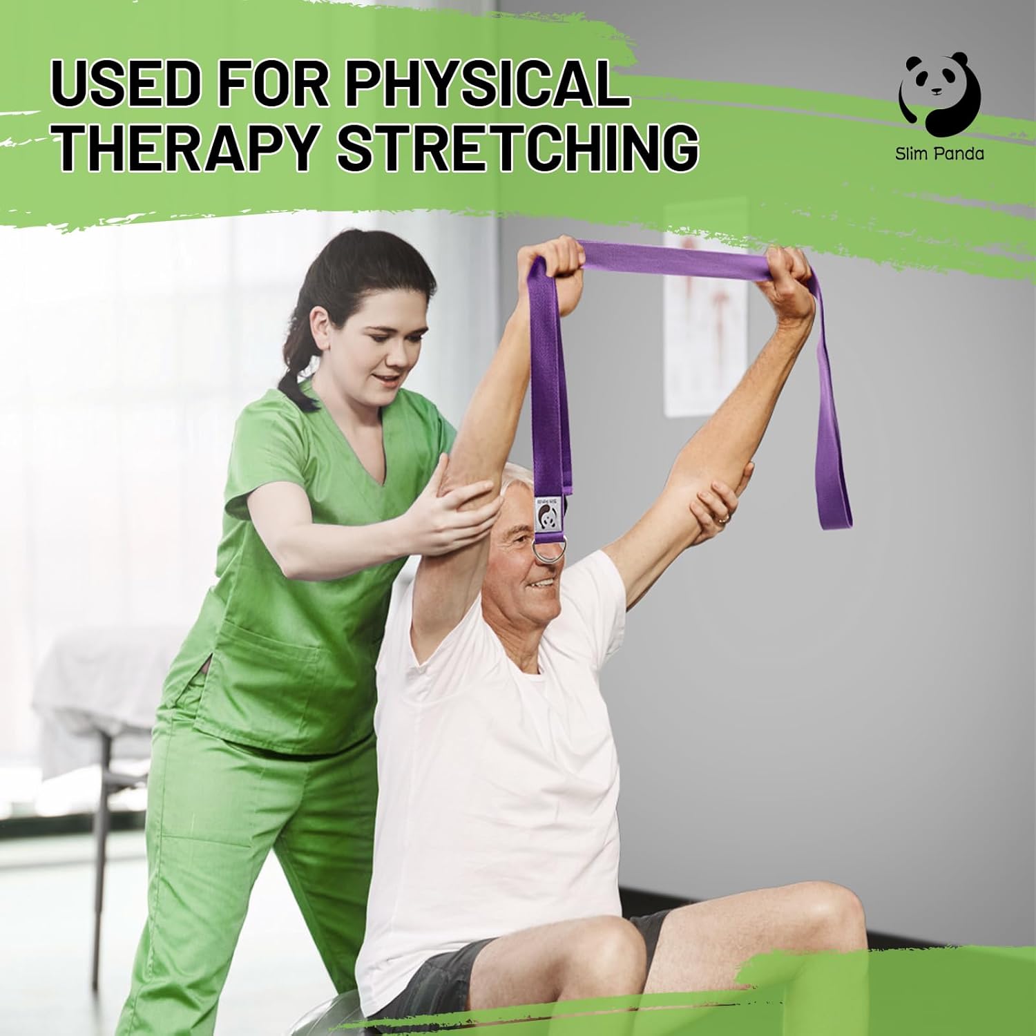 Slim Panda Yogagurt aus Baumwolle - Praktisches Zubehör für Dehnen und Fitness, Band Mit Schiebeschnalle aus Metall für Anfänger & Fortgeschrittene, Mehrere Farben (180/250cm)