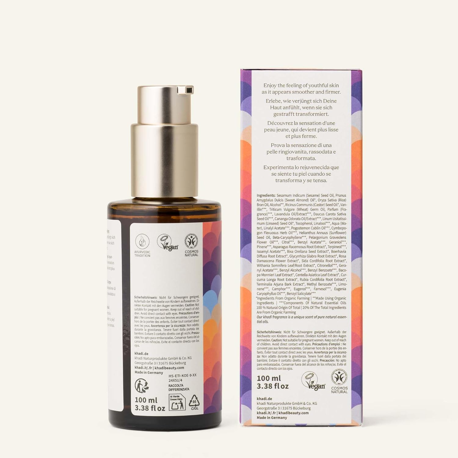 khadi SHATAVARI EVERYOUNG Ayurvedisches Elixier Skin & Soul Oil - Anti-Aging-Öl - strafft & revitalisiert - 100% pflanzlich, natürlich & vegan - 100ml