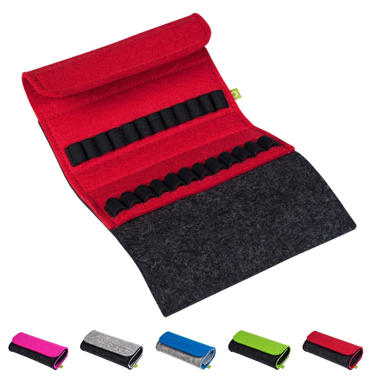 Homöopathische Taschenapotheke für Globuli, leer, Globuli-Tasche für 24 Globuli-Röhrchen (Glas), handgemacht aus echtem Filz (pink)