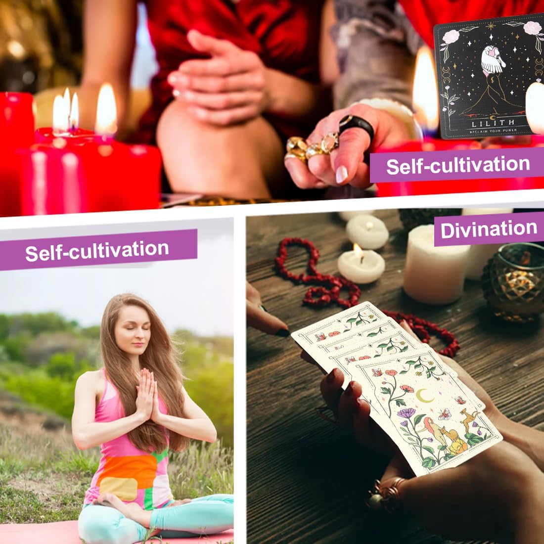 NHQZ NHQ Tarotkarten,Tarot Karten für Anfänger,Moon Witch Oracle,Hexen Tarot,42 Blätter