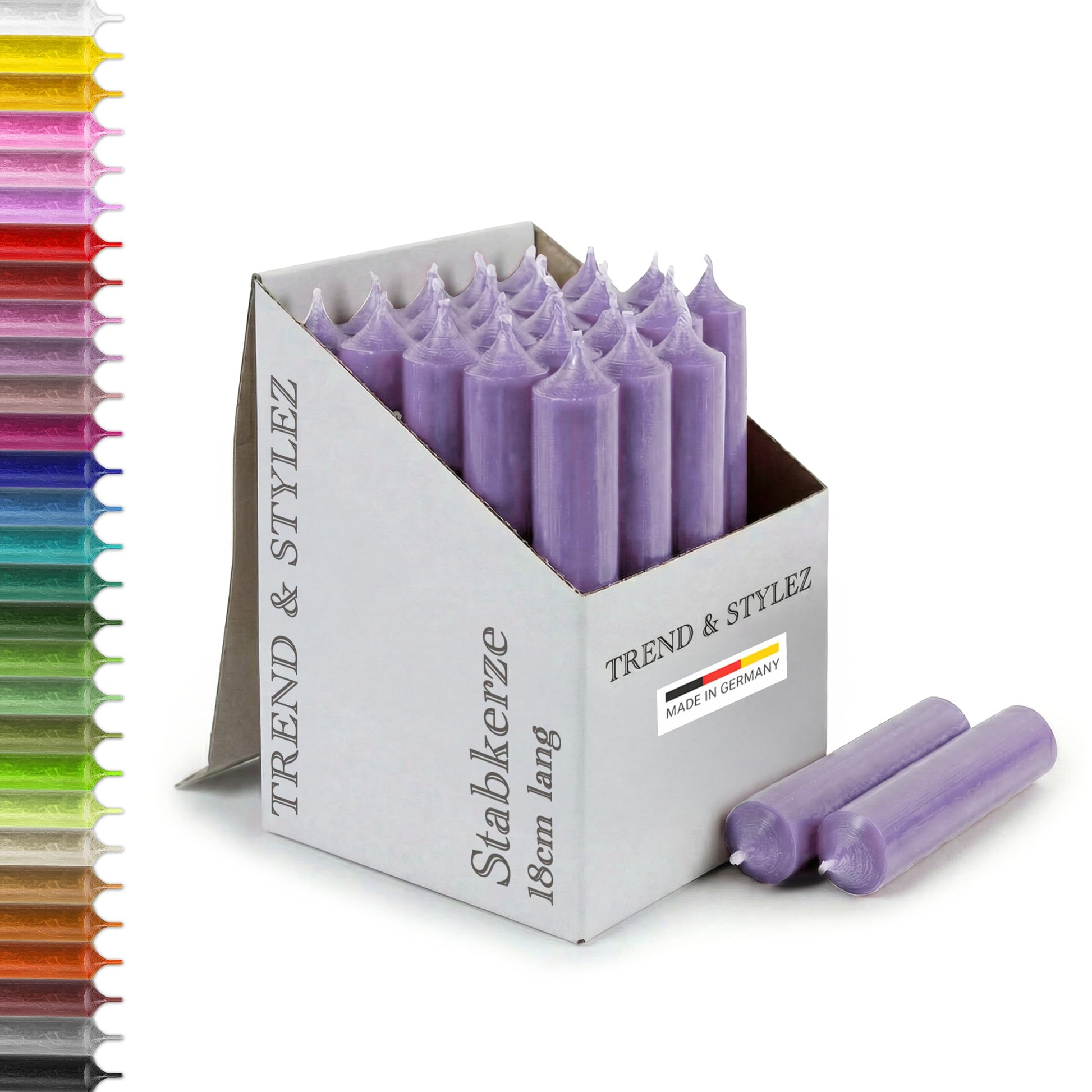 25 Stabkerzen 180mm x 22mm | Durchgefärbte Spitzkerzen | 8+ Stunden Brenndauer | Made in Germany - Ohne Tropfen & Rußen | RAL-Zertifizierte Tafelkerzen unparfümiert (Grün)