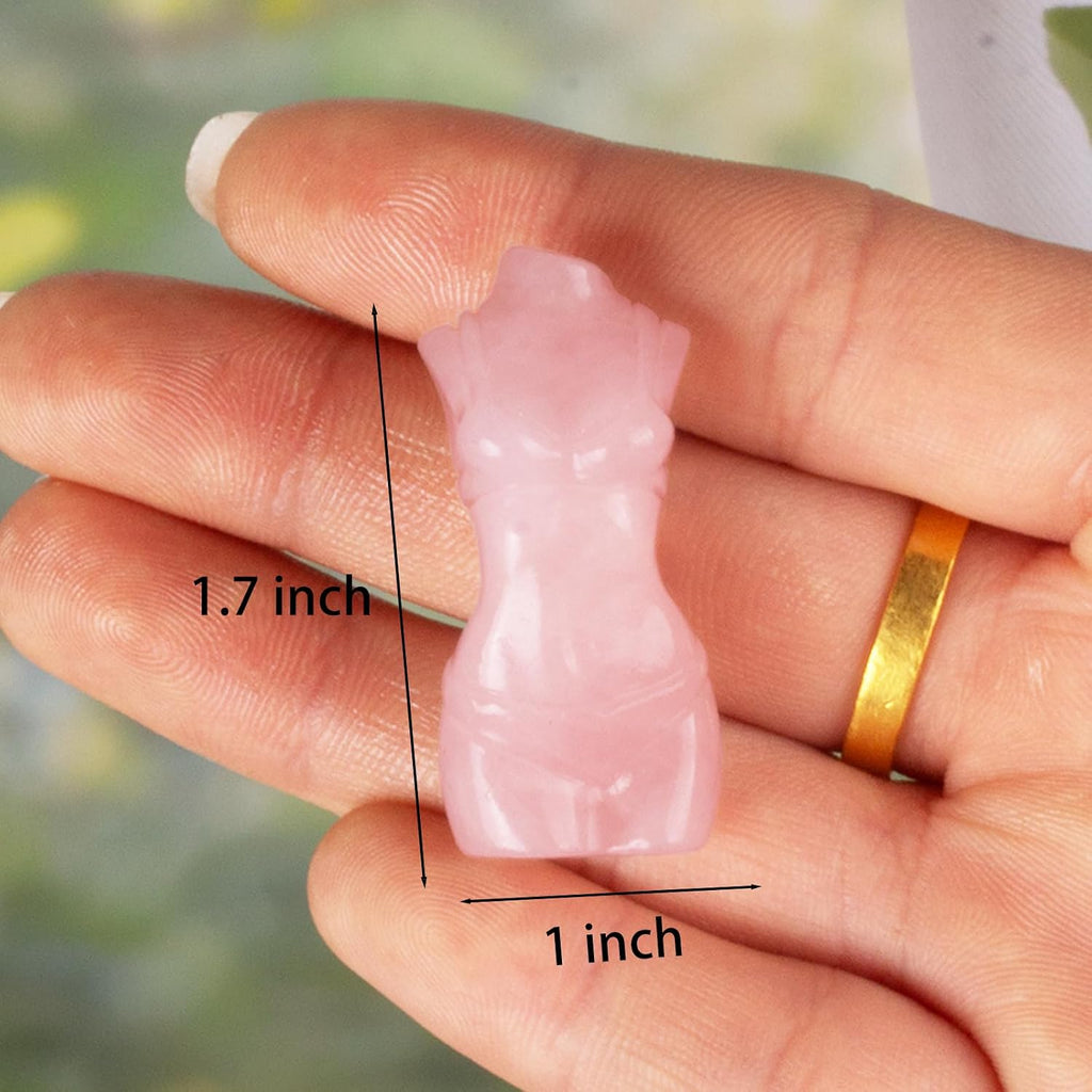 Rose Quartz Goddess Statue,1.6 Inch Hand Carved Healing Crystal for Meditation,Yoga,Chakra Balancing,Reiki Spiritual Gift,Pocket-Sized Home Decor