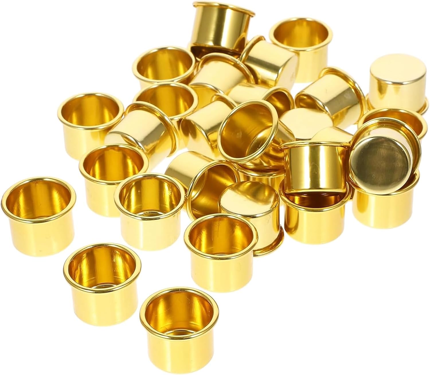 20 Stück Kerzenhalter für Stabkerzen Gold, Kerzeneinsatz, Kerzenhalter Metall Klein, Kerzentüllen, Kerzen-Halter aus Metall Gilt für Halloween, Ostern Szenen und Weihnachten