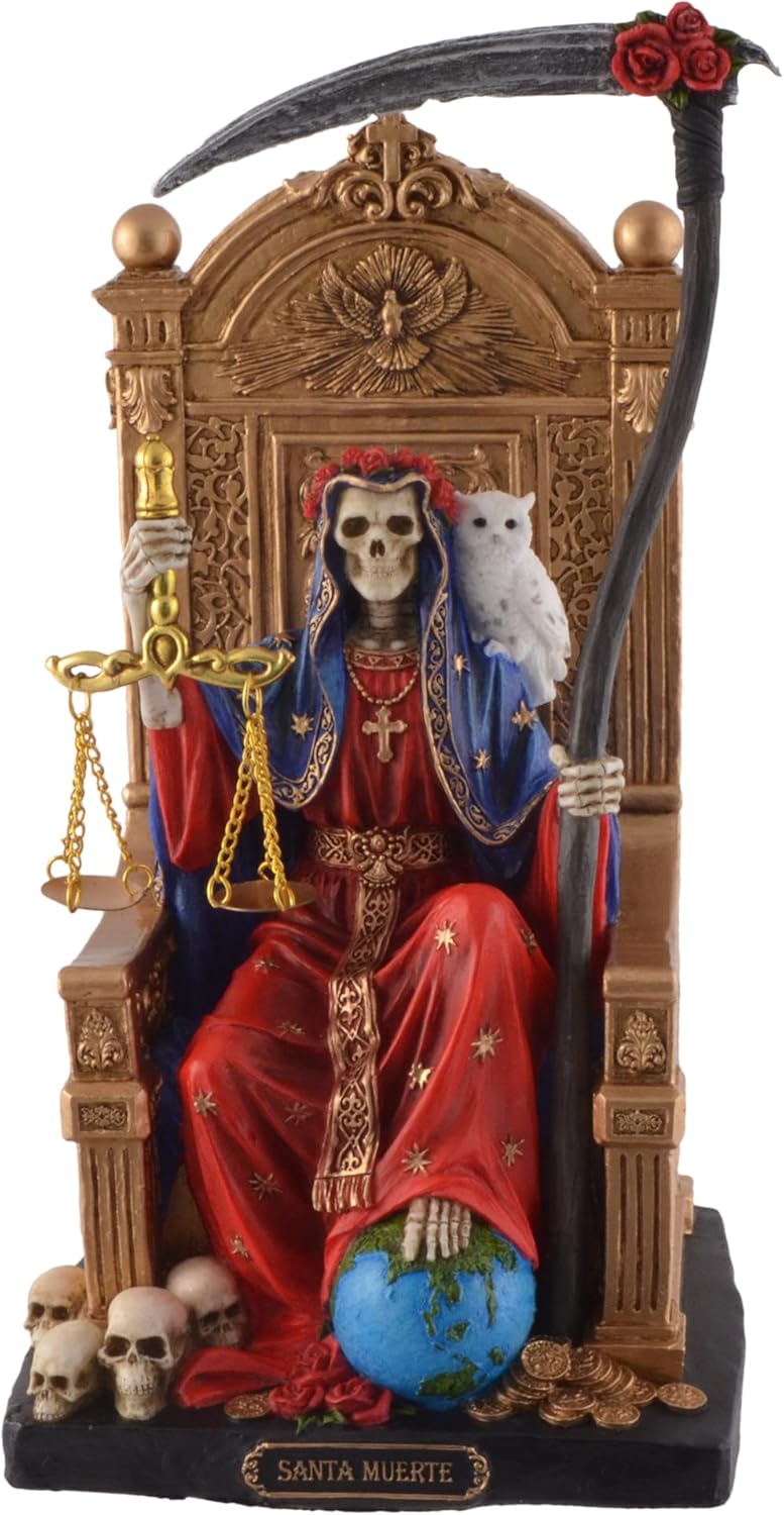 Santa Muerte on Throne with Scythe and Scales - Coloured by Veronese