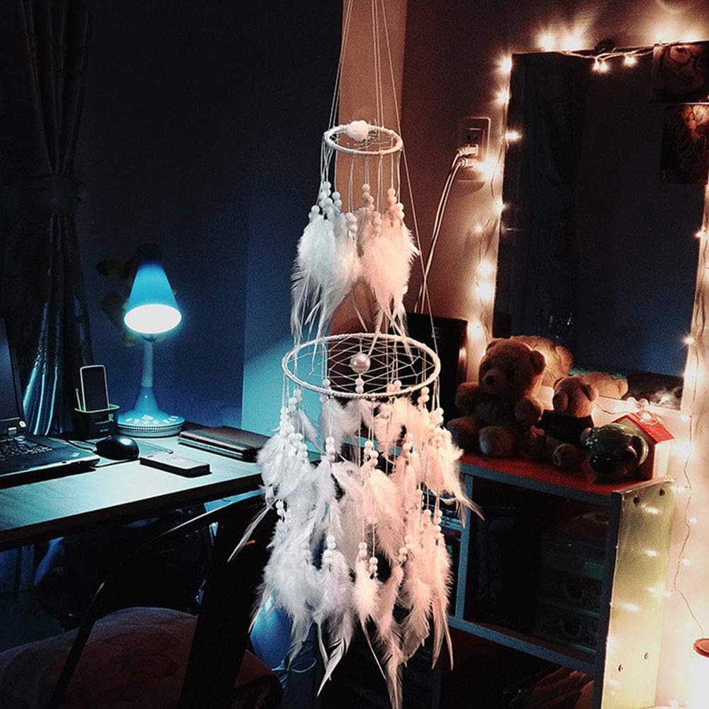 HitTopss Traumfänger-Dekoration mit warmem LED-Lichterkette zum Aufhängen, Warmweiß Warm Light