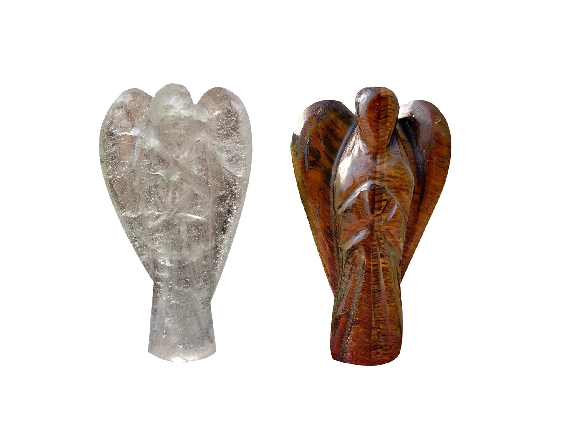 Wonder Care Pocket Guardian Angel Crystal Natural Gemstone Reiki Healing Energy Carved Statue Chakra Balance Meditation Aesthetic 1.5-2 Inch Pack of 2