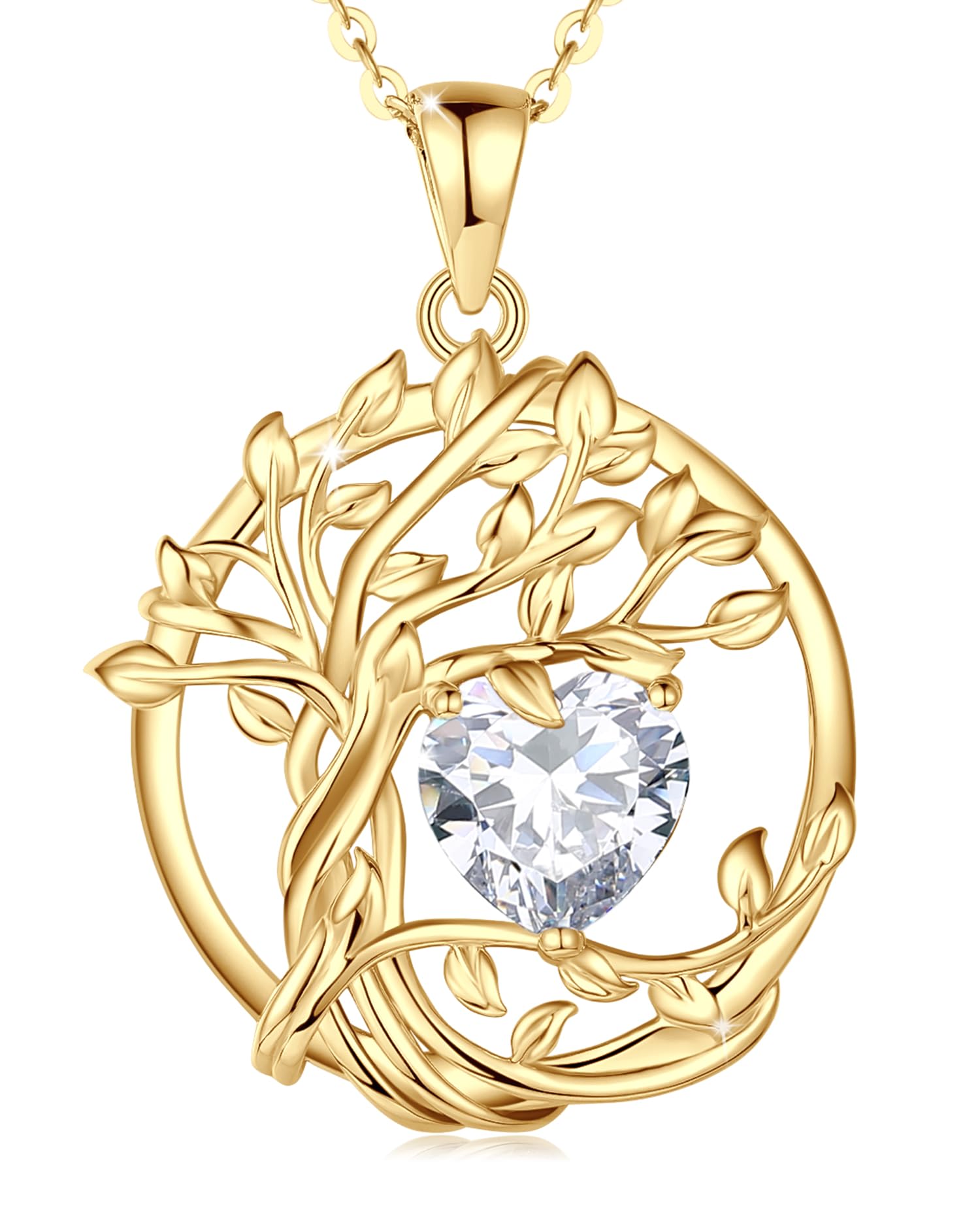 FANCIME Tree of Life Baum des Lebens Geburtstein Halskette Sterling Silber Anhänger Geburtstein Kette Edelstein Jahrestag Geburtstag Schmuck Weihnachten Geschenke für Damen Mama Ihre Frau