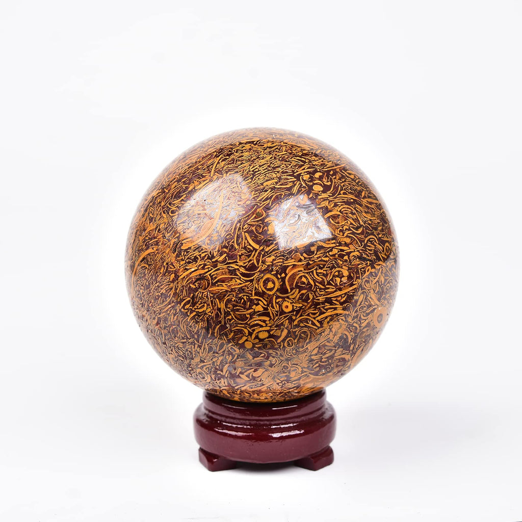 JIC Gem Large Crystal Ball with Stand Pietersite Crystal Ball Gemstone Decorative Ball for Home Decoration Altar Reiki Feng Shui Crystal Gift 80-90mm