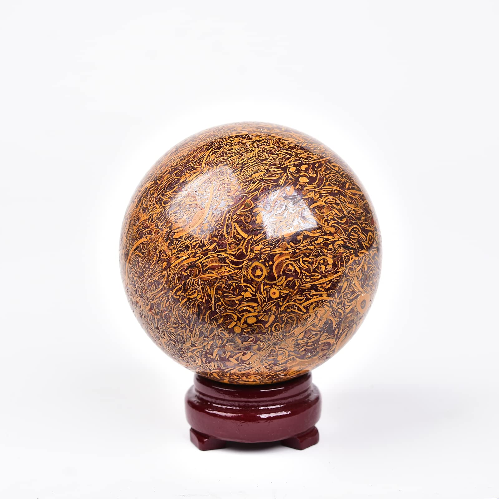 JIC Gem Large Crystal Ball with Stand Pietersite Crystal Ball Gemstone Decorative Ball for Home Decoration Altar Reiki Feng Shui Crystal Gift 80-90mm